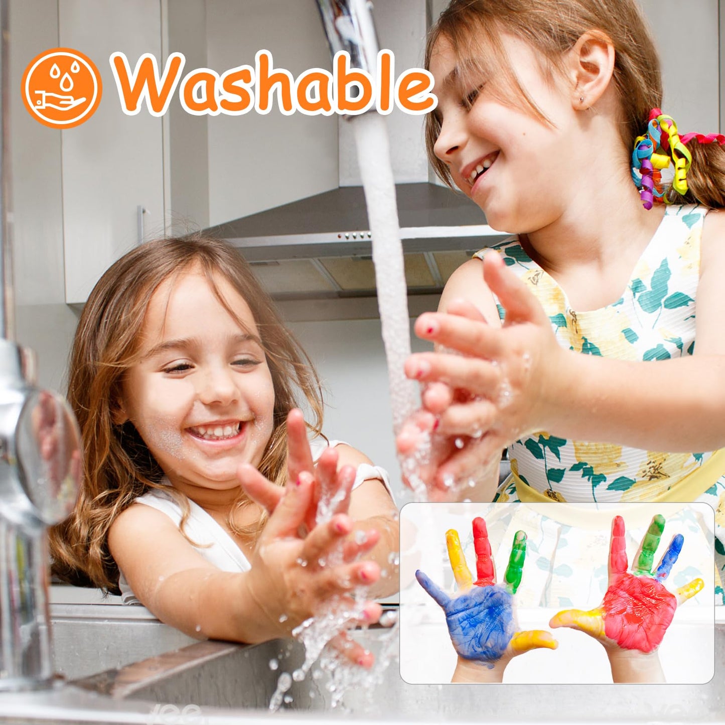 ABEIER Washable Finger Paint for Toddlers, Safe Non-Toxic, 12 x 2oz Vibrant Colors, Baby Safe Paint for Hand and Feet, Mess Free Art Supplies for Kids, Preschool Learning Gifts, Ages 1-3 4 5 6+