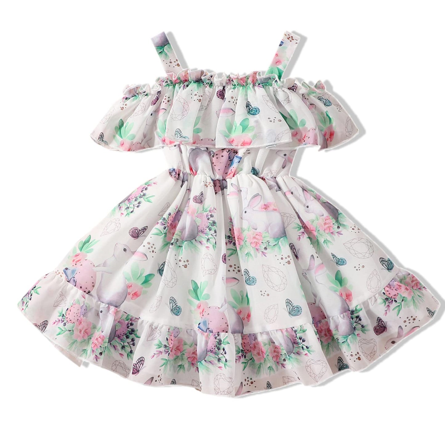 Toddler Baby Girls Summer Dress Chiffon Princess Tutu Dress Floral Beachwear Suspender Sundress Skirt Little Girl Clothes