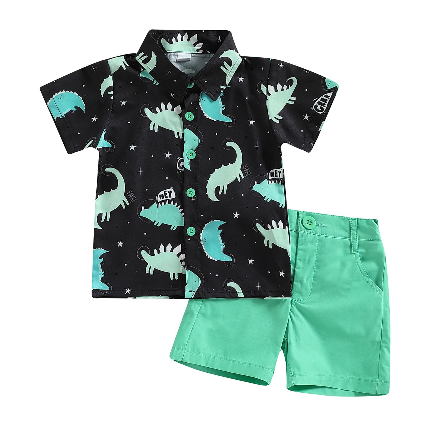 2Pcs Baby Boys Summer Clothing Sets Cute Letters Print Button Down Shirt+Shorts Outfits Toddler Clothes