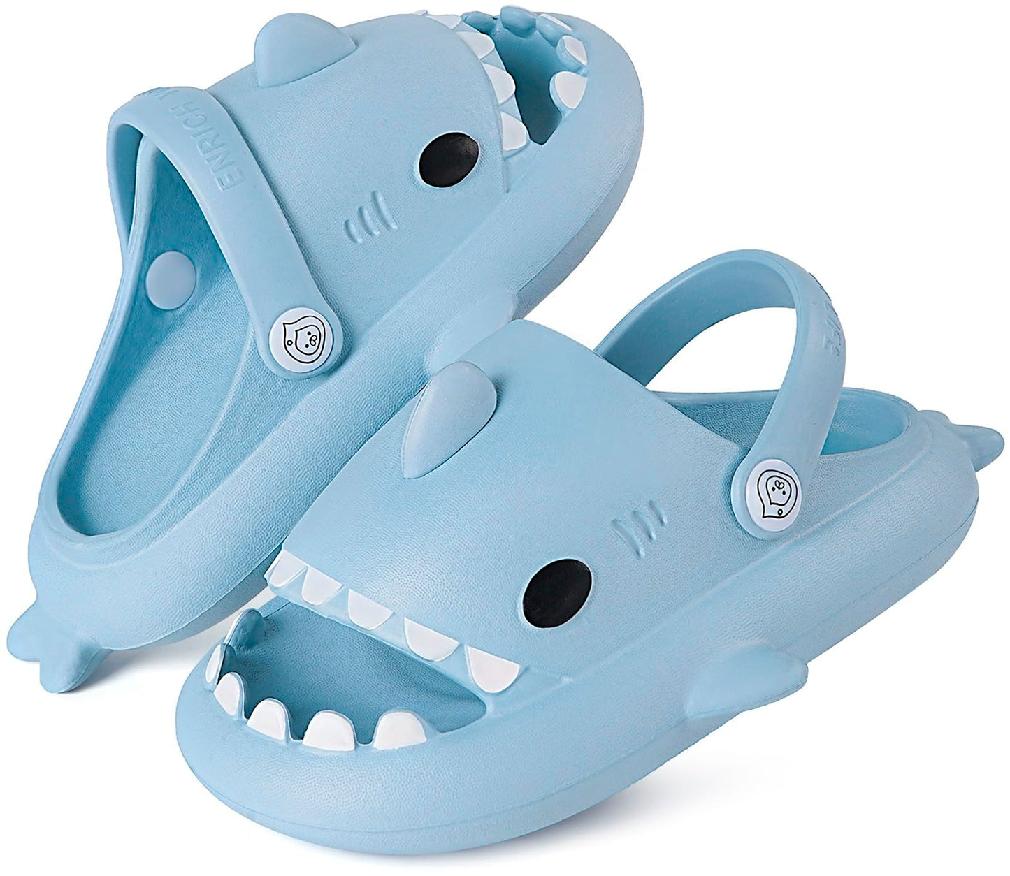 Kids Shark Slides Boys Girls Toddlers Cloud Shower Slippers Cute Cartoon Open Toe Sandals Cushioned Thick Sole Beach Pool Shoes