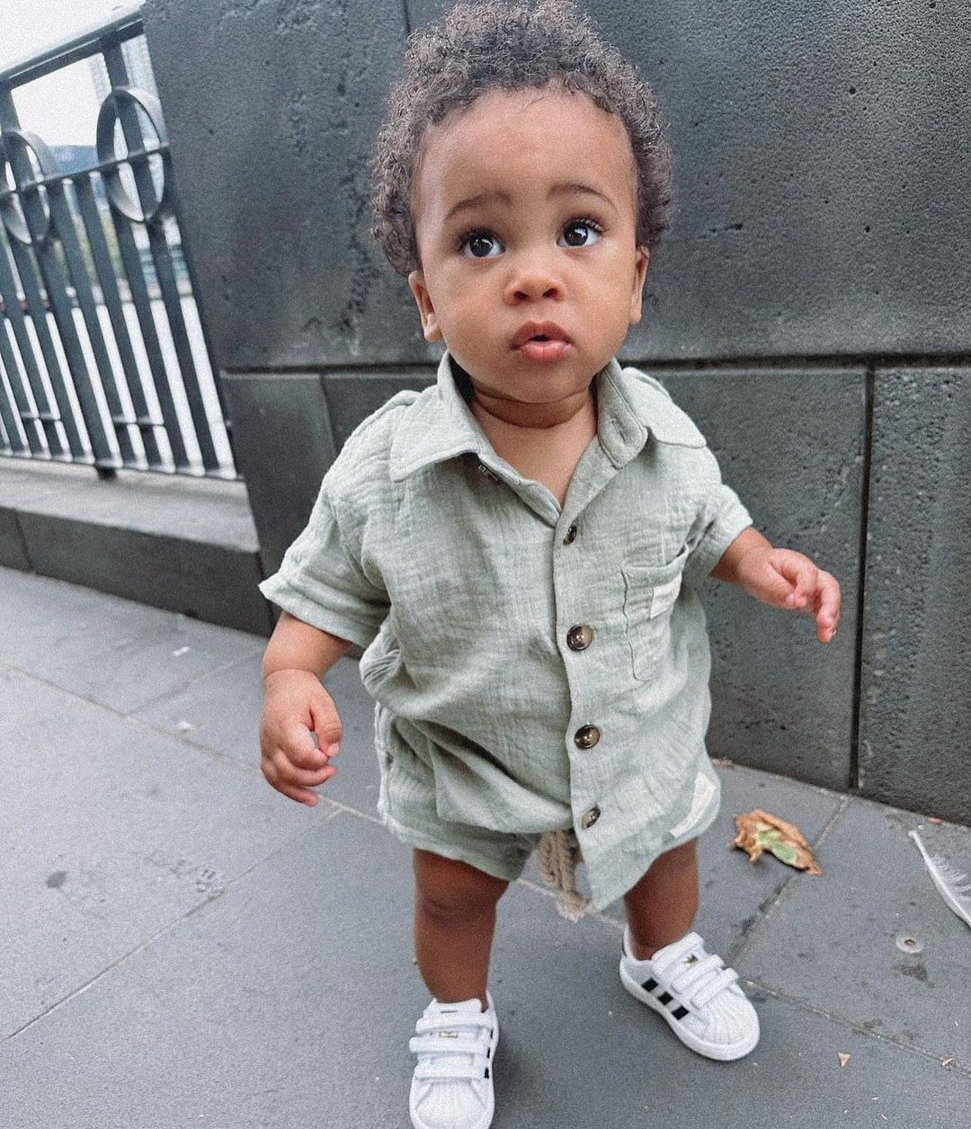 Baby Boys Clothes Set Toddler Infant Boys Button-down Shirt Tops + Cotton Gauze Shorts Summer Outfit 2PCS with Pockets