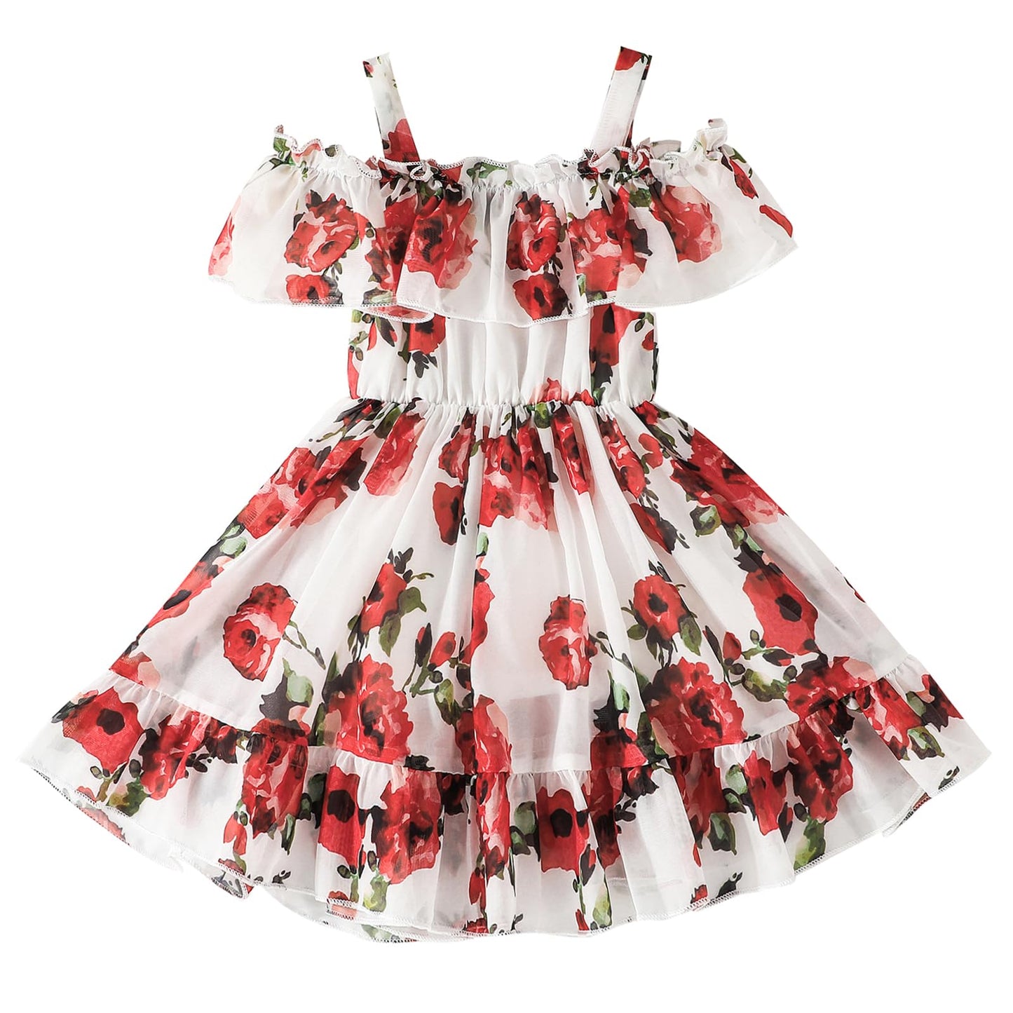 Toddler Baby Girls Summer Dress Chiffon Princess Tutu Dress Floral Beachwear Suspender Sundress Skirt Little Girl Clothes