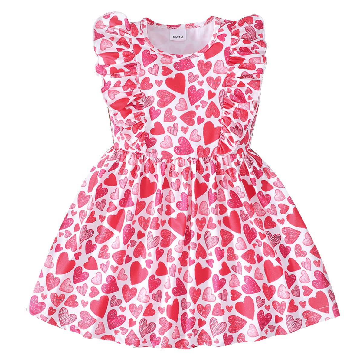 Little Girls A-line Dress Cute Leopard Mermaid Pattern Ruffle Sundress Toddler Girl Casual Dresses for Party 2-7Y