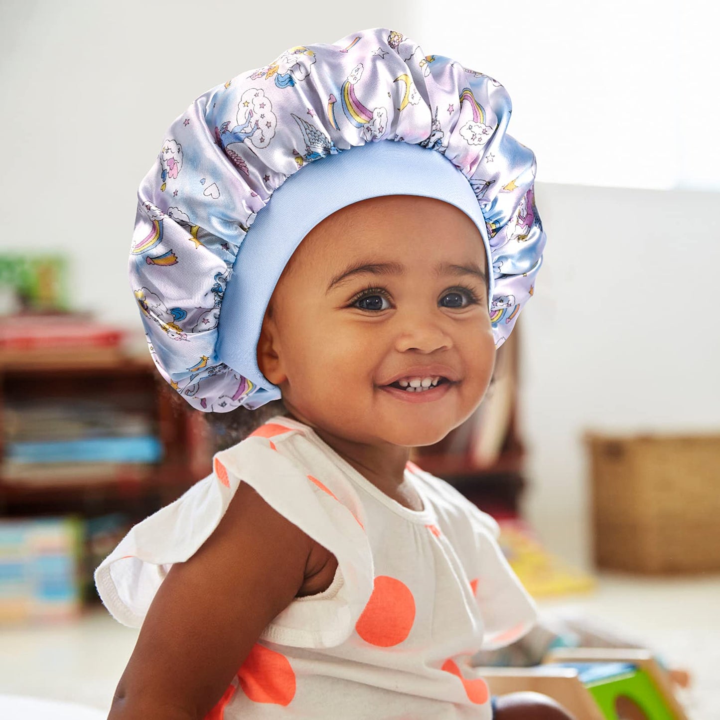 3 Pieces Kids Satin Bonnet Dinosaur Wide Elastic Band Sleeping Cap Soft Silk Double Layer Night Hair Hats for Teens Toddler Child Baby