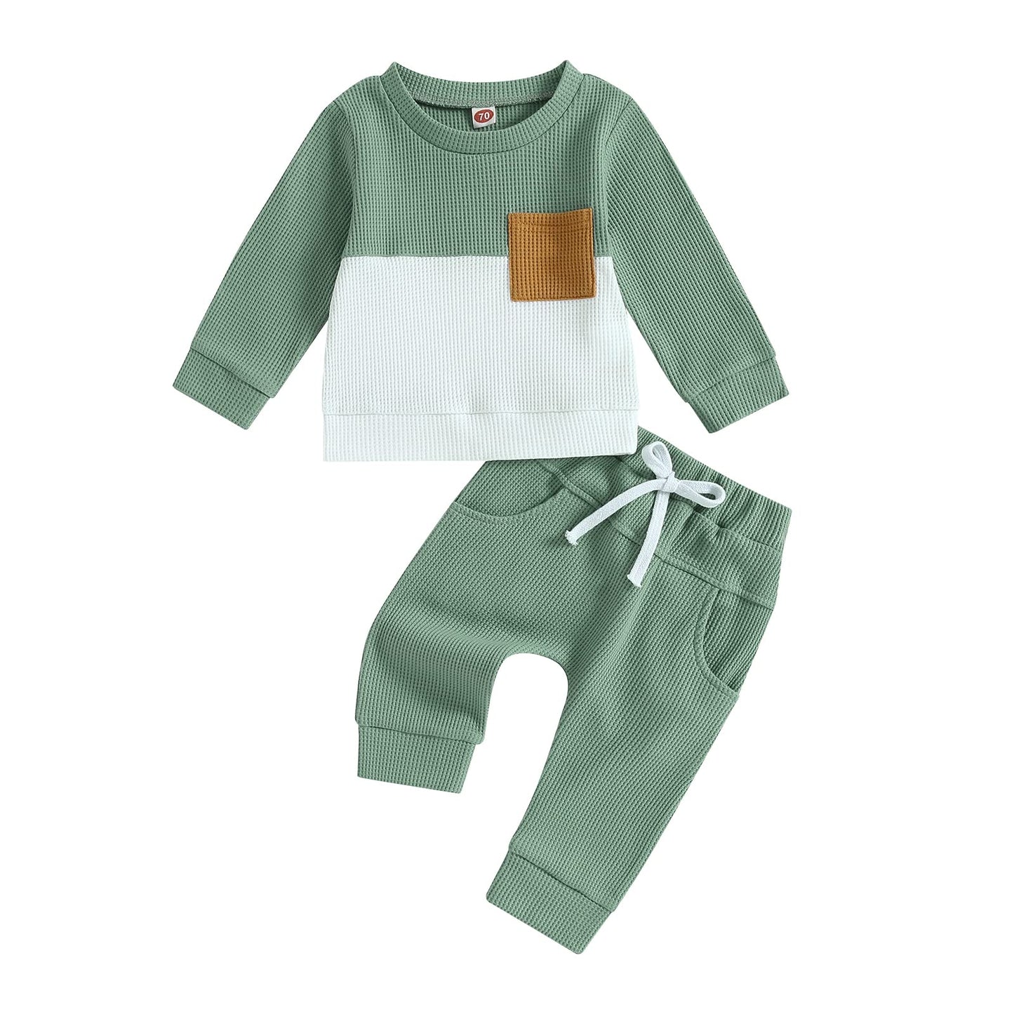 Tsnbre Baby Boy Clothes Outfits Fall Long Sleeve Color Block Sweatshirt Tops Casual Pants Newborn 2Pcs Set