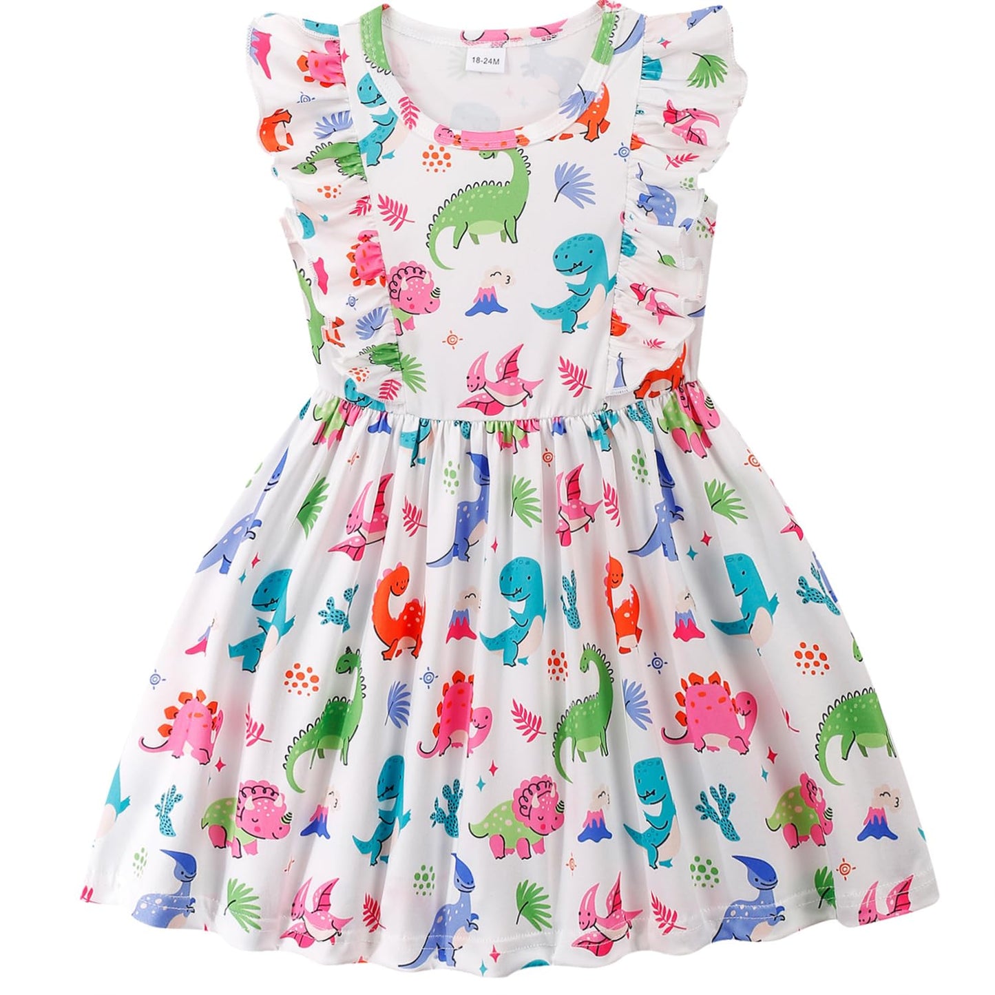 Little Girls A-line Dress Cute Leopard Mermaid Pattern Ruffle Sundress Toddler Girl Casual Dresses for Party 2-7Y