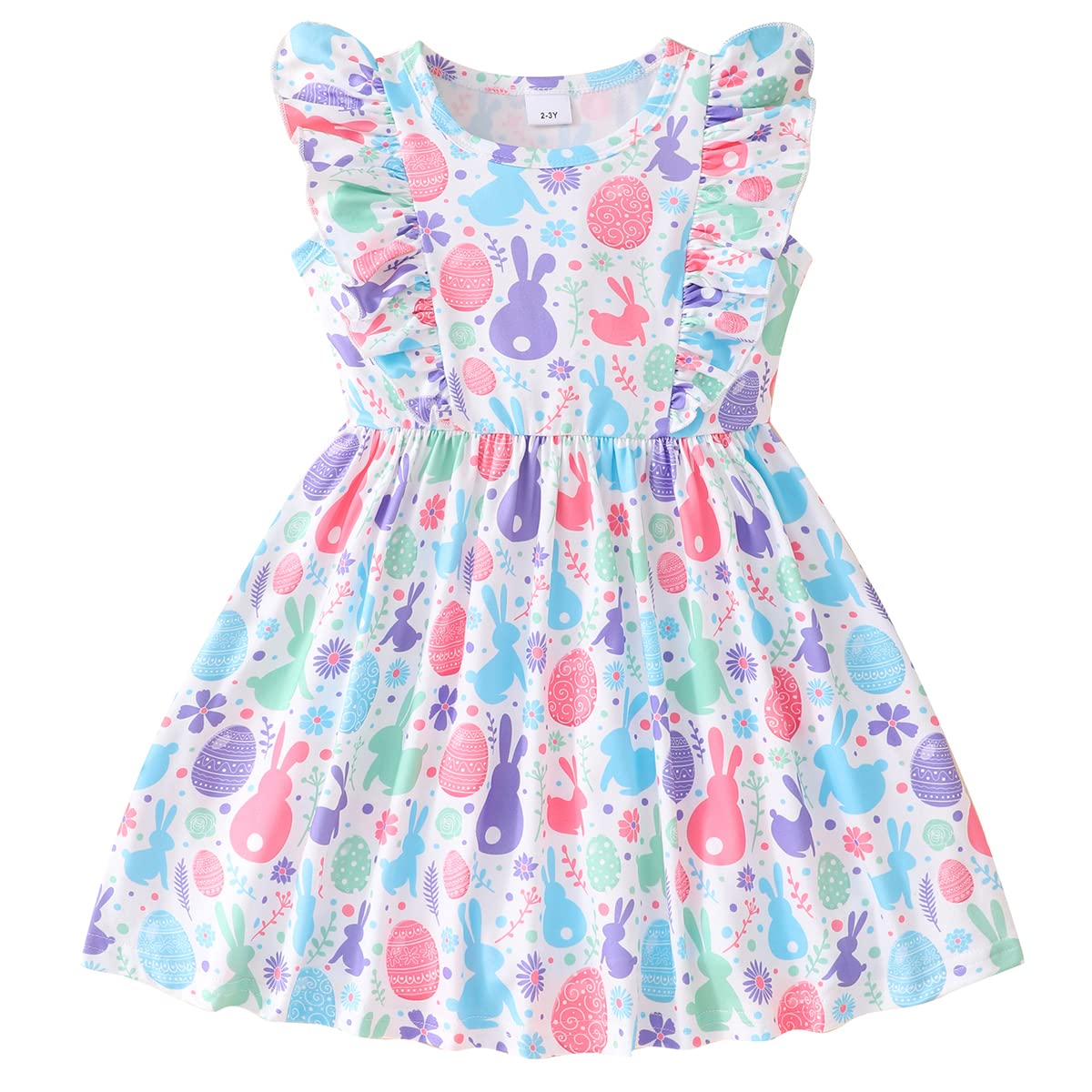 Little Girls A-line Dress Cute Leopard Mermaid Pattern Ruffle Sundress Toddler Girl Casual Dresses for Party 2-7Y