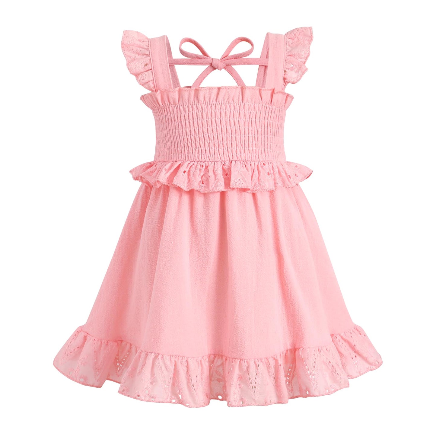 YOUNGER TREE Toddler Dress Baby Girls Cotton Ruffle Sleeveless Summer Dresses Kids Boho Beach Casual Sundress