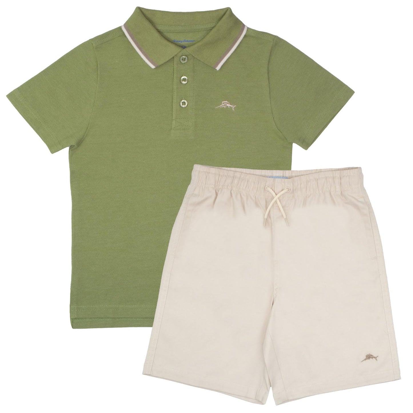 Tommy Bahama Boys Short Sleeve Classic Polo Shirt & Elastic Waist Shorts Set, Casual 2-Piece Summer Outfit for Kids