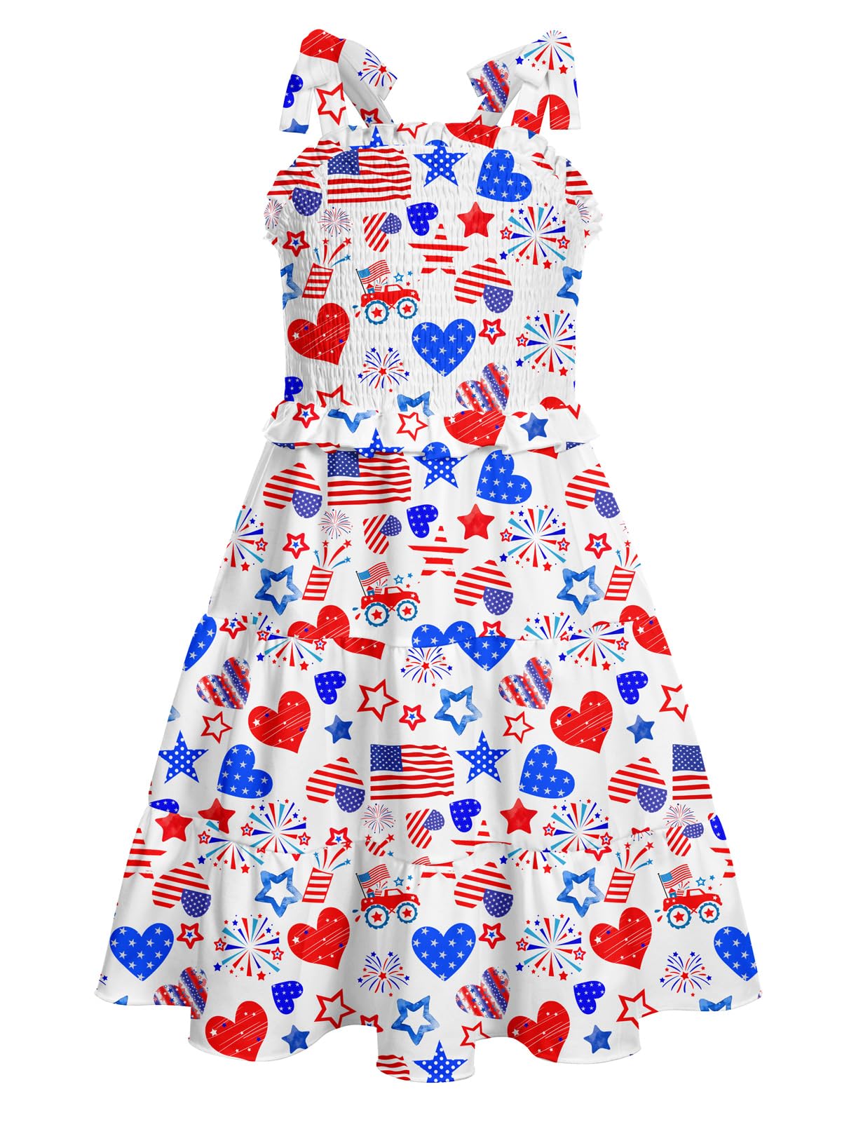 Kids4ever Girls Spaghetti Strap Dress 6-12Y Kids Sleeveless Cami Dresses Summer Beach Smocked Tiered Sundress with Pockets