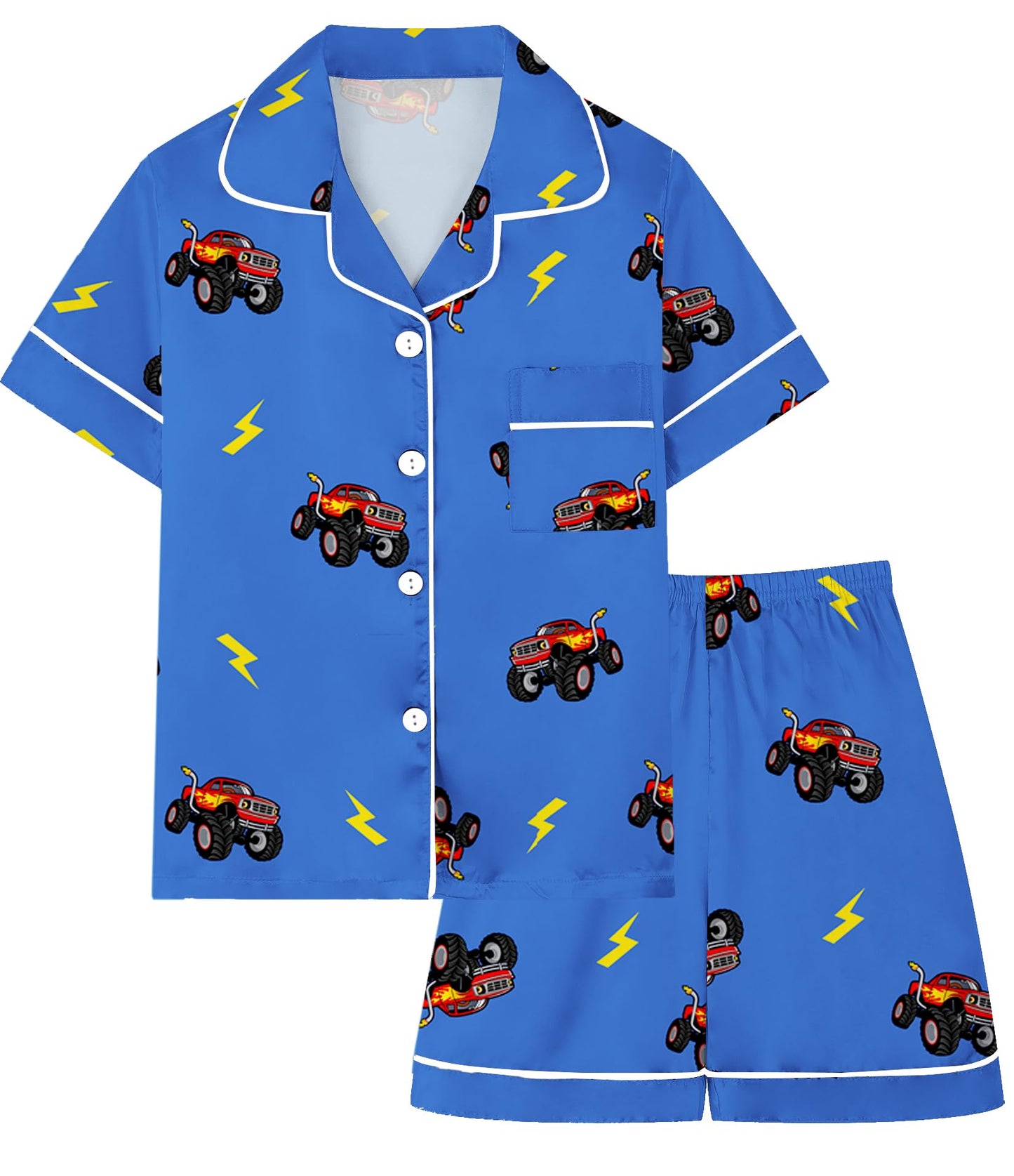 Boys & Mens Silk Pajamas Button Down Sleepwear Satin Nightwear 2 Pcs Pj Set