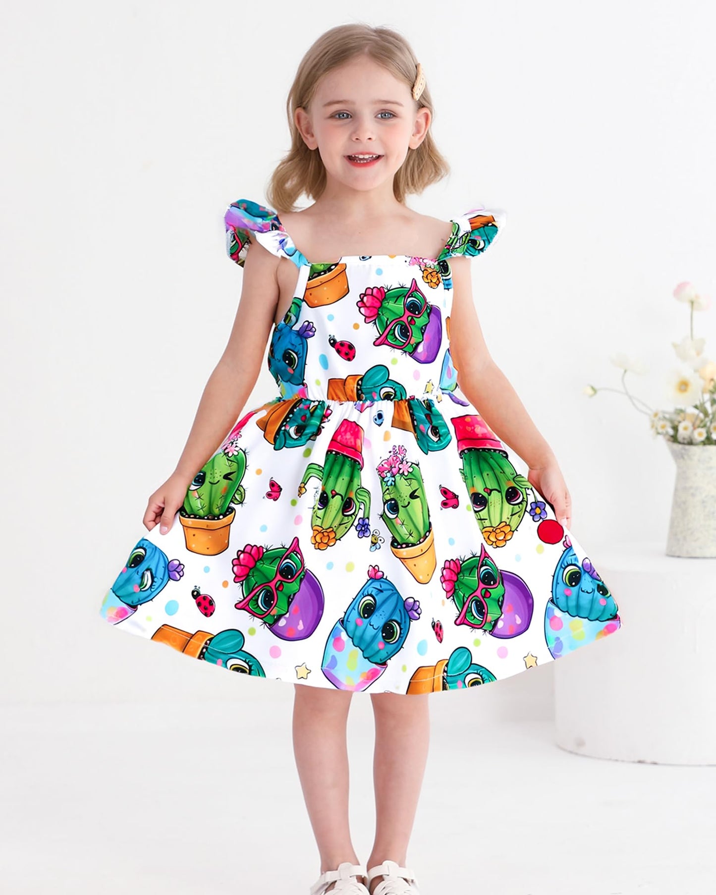 Toddler Girl Dress Little Girl Clothes Ruffle Sleeveless Multipack Floral Flamingo Striped Summer Spring Casual Dresses