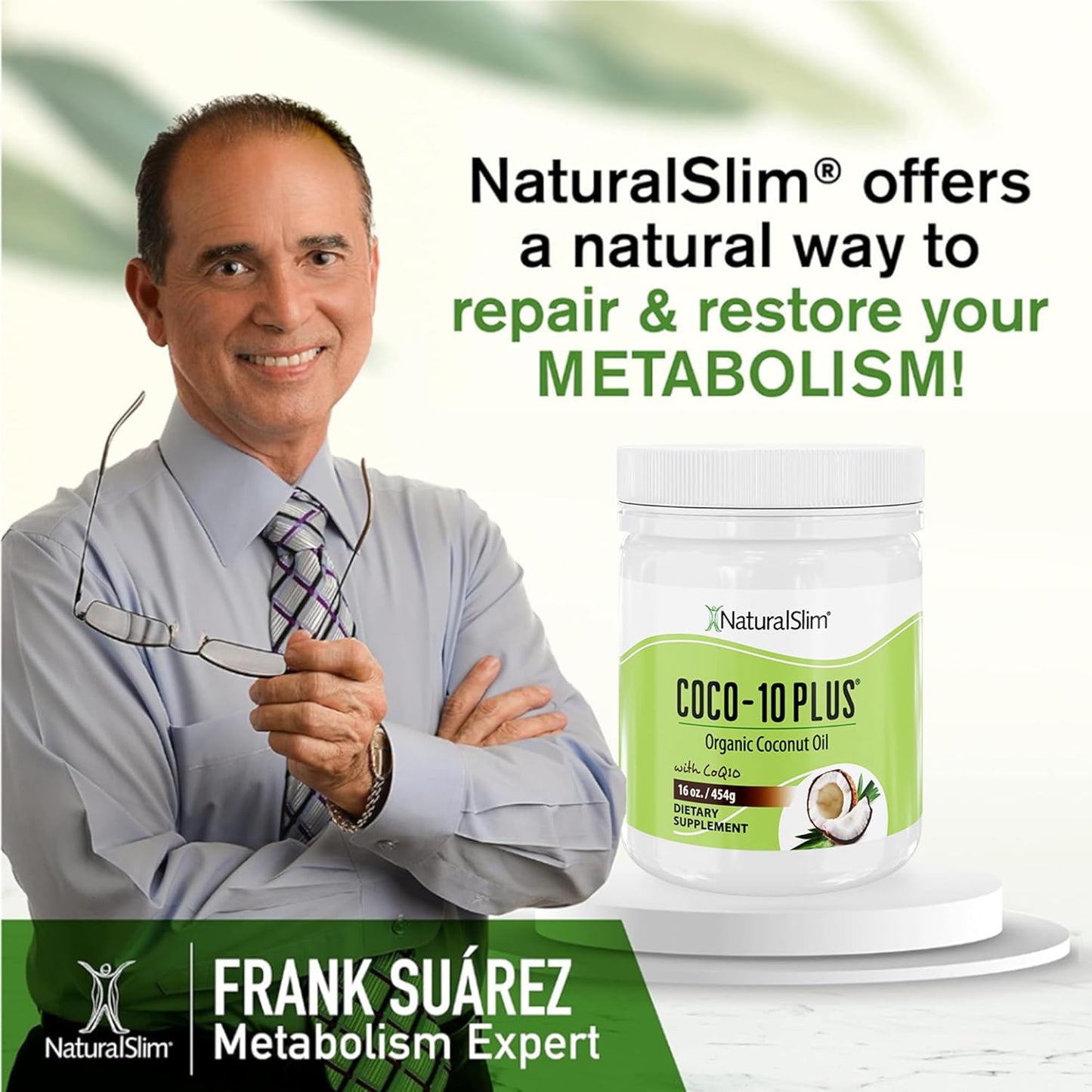 NaturalSlim Coconut Oil with CoQ10 - MCT Oil Organic Coconut Oil for Baking, Mixing with Shake, Smoothies, Coffee, or Ingest Directly - Boost Energy, Metabolism and Immune System Fresh Flavor