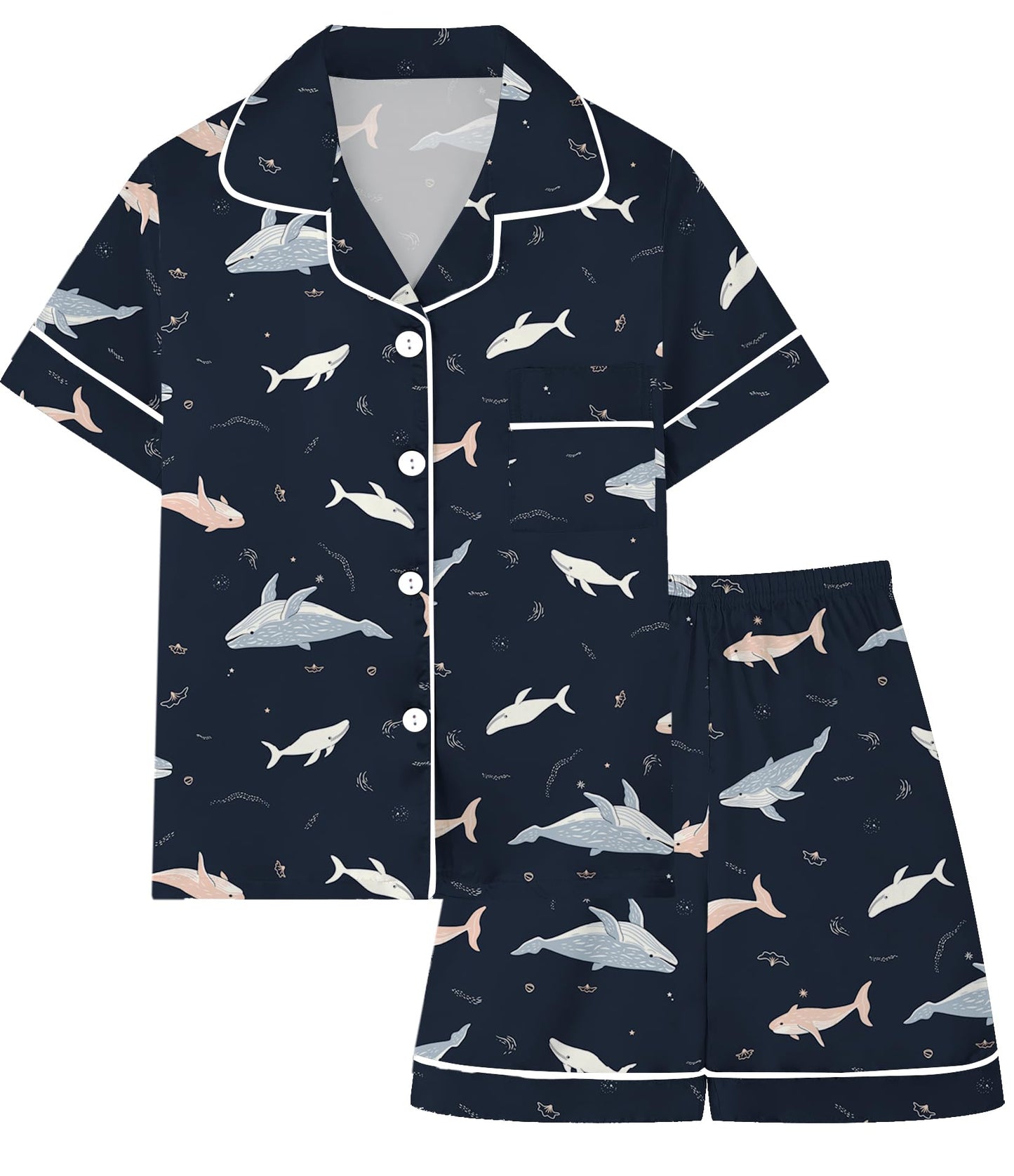 Boys & Mens Silk Pajamas Button Down Sleepwear Satin Nightwear 2 Pcs Pj Set