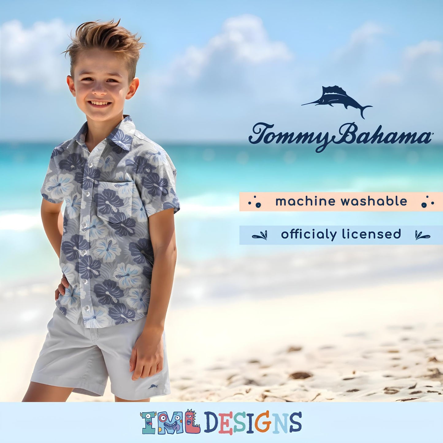 Tommy Bahama Boys Hawaiian Button Down Short Sleeve Shirt & Elastic Waist Shorts Set, Casual 2-Piece Summer Outfit for Kids