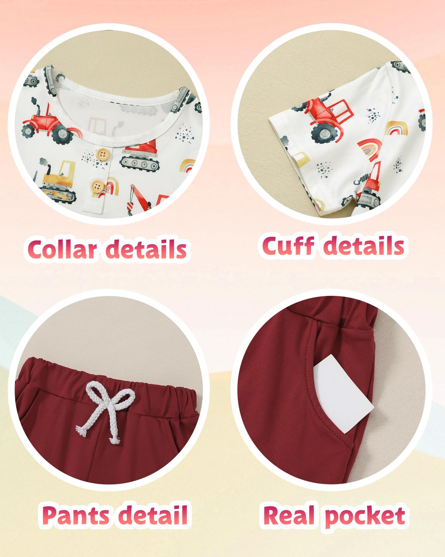 Coco&RARA Toddler Boy Clothes Outfits Kid Summer Hawaiian Print T-Shirt + Elastic Waist Pockets Shorts Clothes Set 2-7T