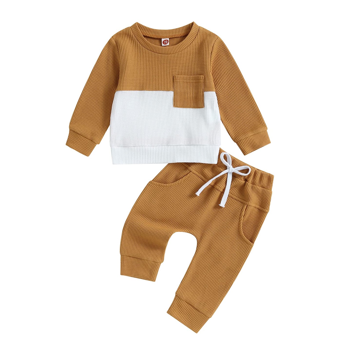 Tsnbre Baby Boy Clothes Outfits Fall Long Sleeve Color Block Sweatshirt Tops Casual Pants Newborn 2Pcs Set