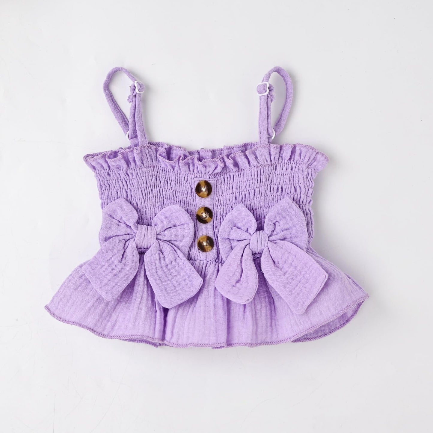 Toddler Baby Girl Clothes Summer Outfits Cute Bow Button Ruffle Camisole Pants Set 9-36 Months