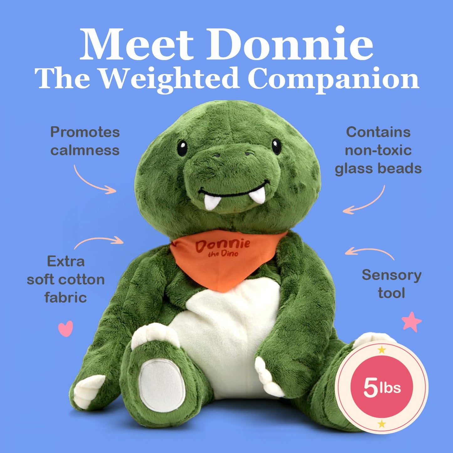 Lilly's Love Weighted Stuffed Animal, 5lb | Sensory Plush for Kids & Adults | Machine Washable Plushie w/Removable Inner | Calming Weighted Stuffed Animal for Anxiety, Stevie The Sloth