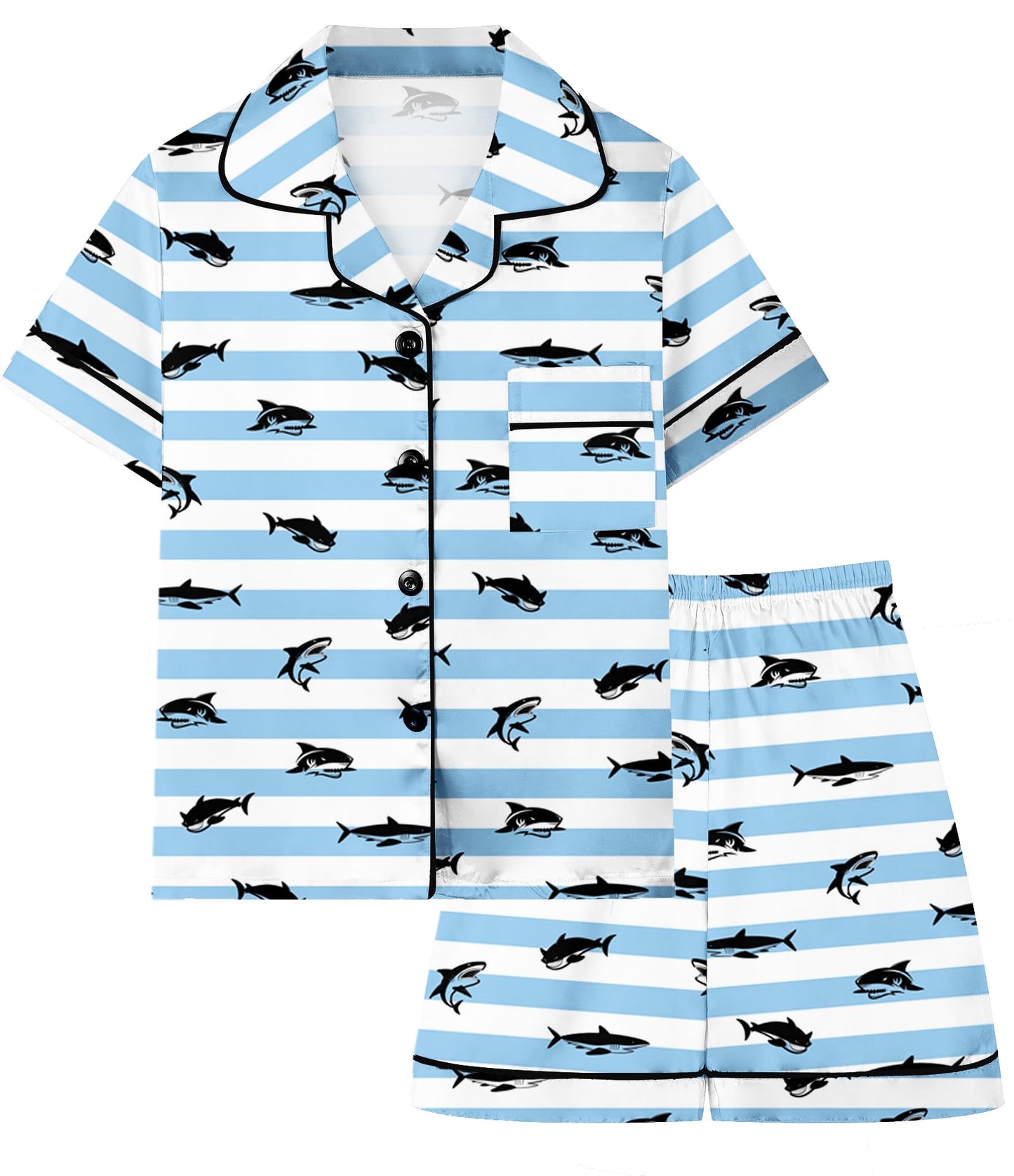 Boys & Mens Silk Pajamas Button Down Sleepwear Satin Nightwear 2 Pcs Pj Set