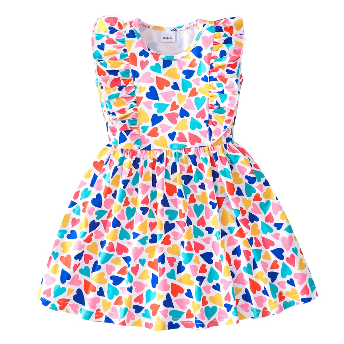Little Girls A-line Dress Cute Leopard Mermaid Pattern Ruffle Sundress Toddler Girl Casual Dresses for Party 2-7Y