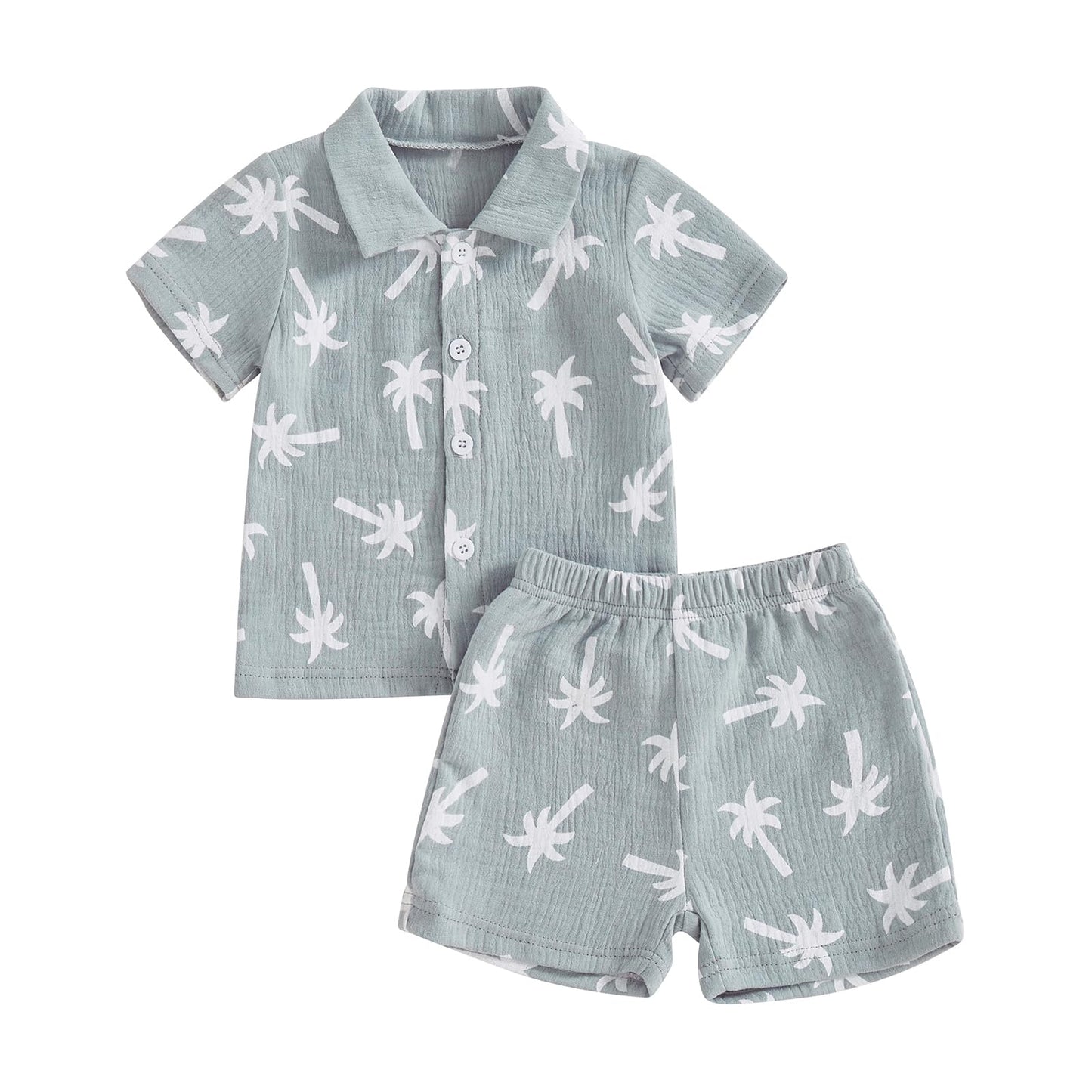 Baby Boys Clothes Set Toddler Infant Boys Button-down Shirt Tops + Cotton Gauze Shorts Summer Outfit 2PCS with Pockets