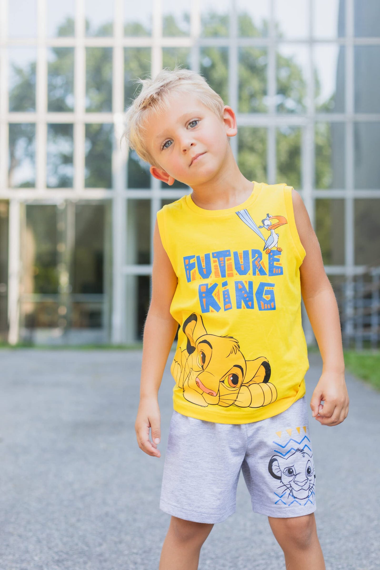 Disney Lion King Toy Story Mickey Mouse Cars T-Shirt Tank Top and French Terry Shorts 3 Piece Outfit Set Toddler to Big Kid