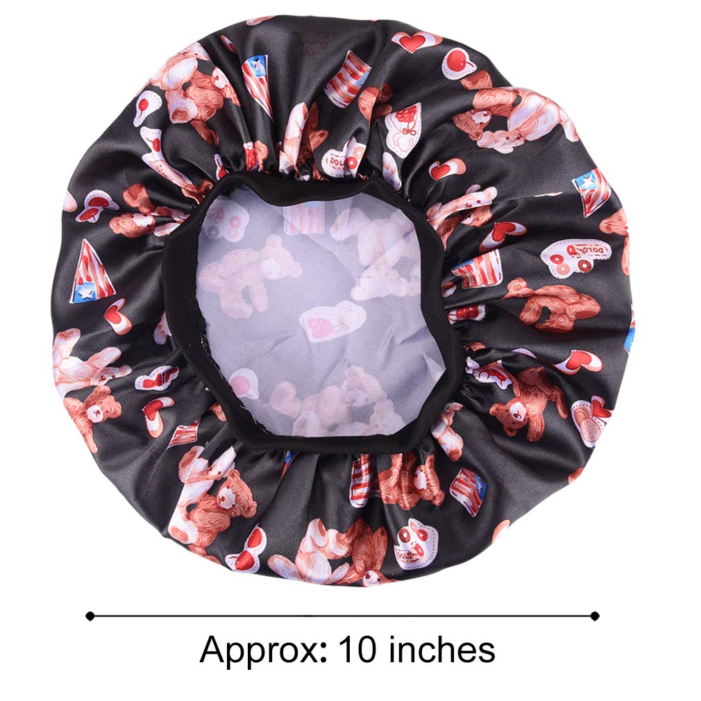 3 Pieces Kids Satin Bonnet Dinosaur Wide Elastic Band Sleeping Cap Soft Silk Double Layer Night Hair Hats for Teens Toddler Child Baby