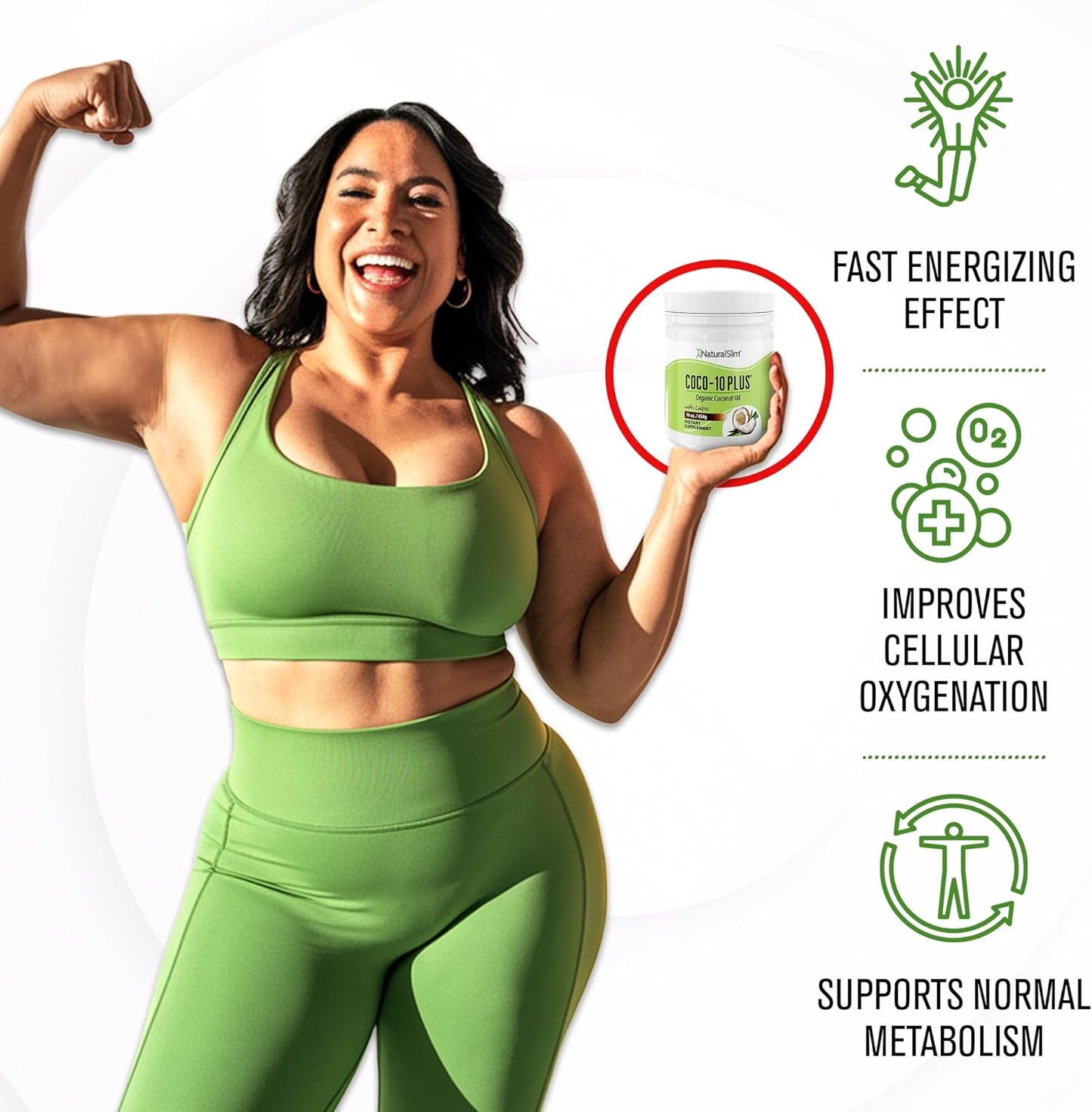 NaturalSlim Coconut Oil with CoQ10 - MCT Oil Organic Coconut Oil for Baking, Mixing with Shake, Smoothies, Coffee, or Ingest Directly - Boost Energy, Metabolism and Immune System Fresh Flavor