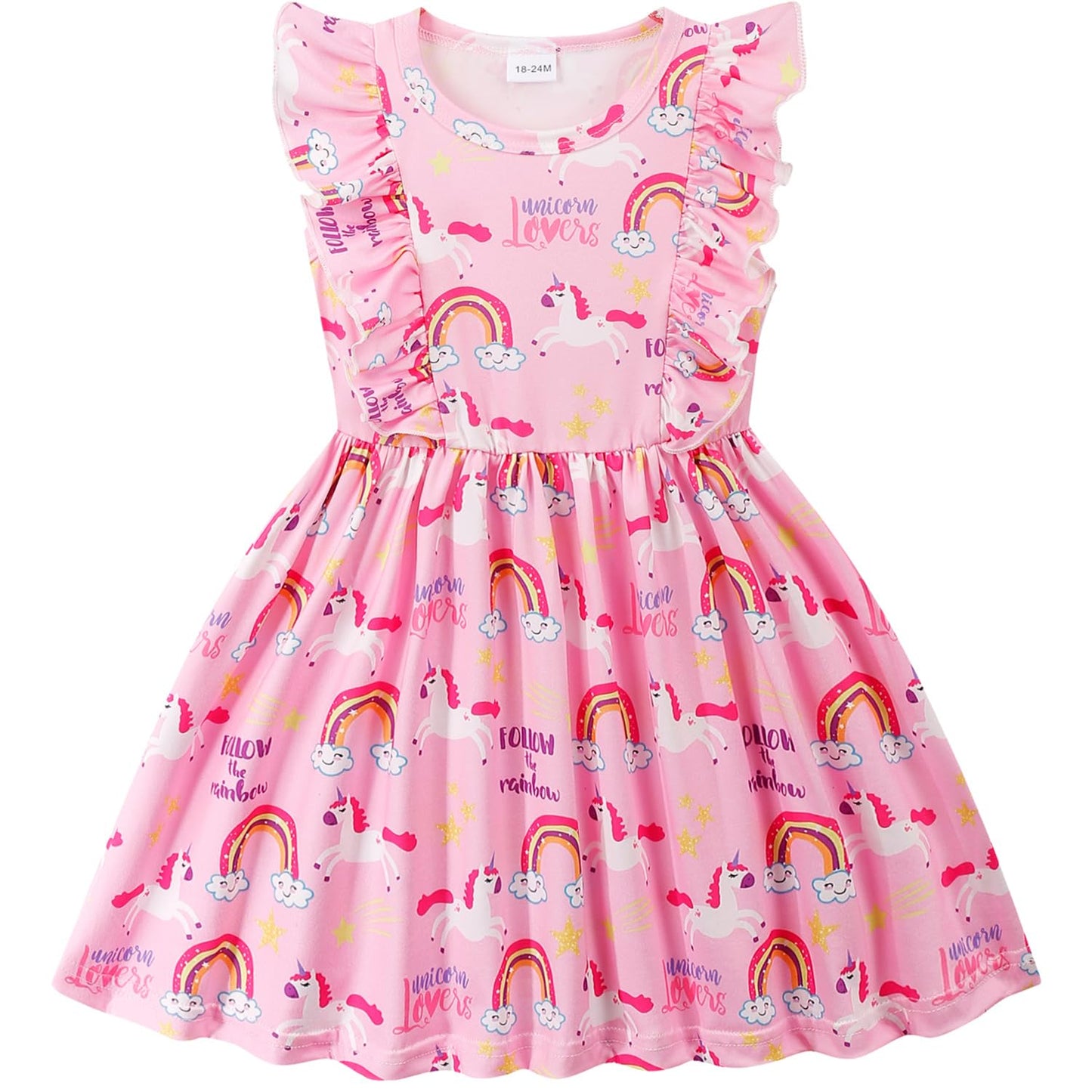 Little Girls A-line Dress Cute Leopard Mermaid Pattern Ruffle Sundress Toddler Girl Casual Dresses for Party 2-7Y