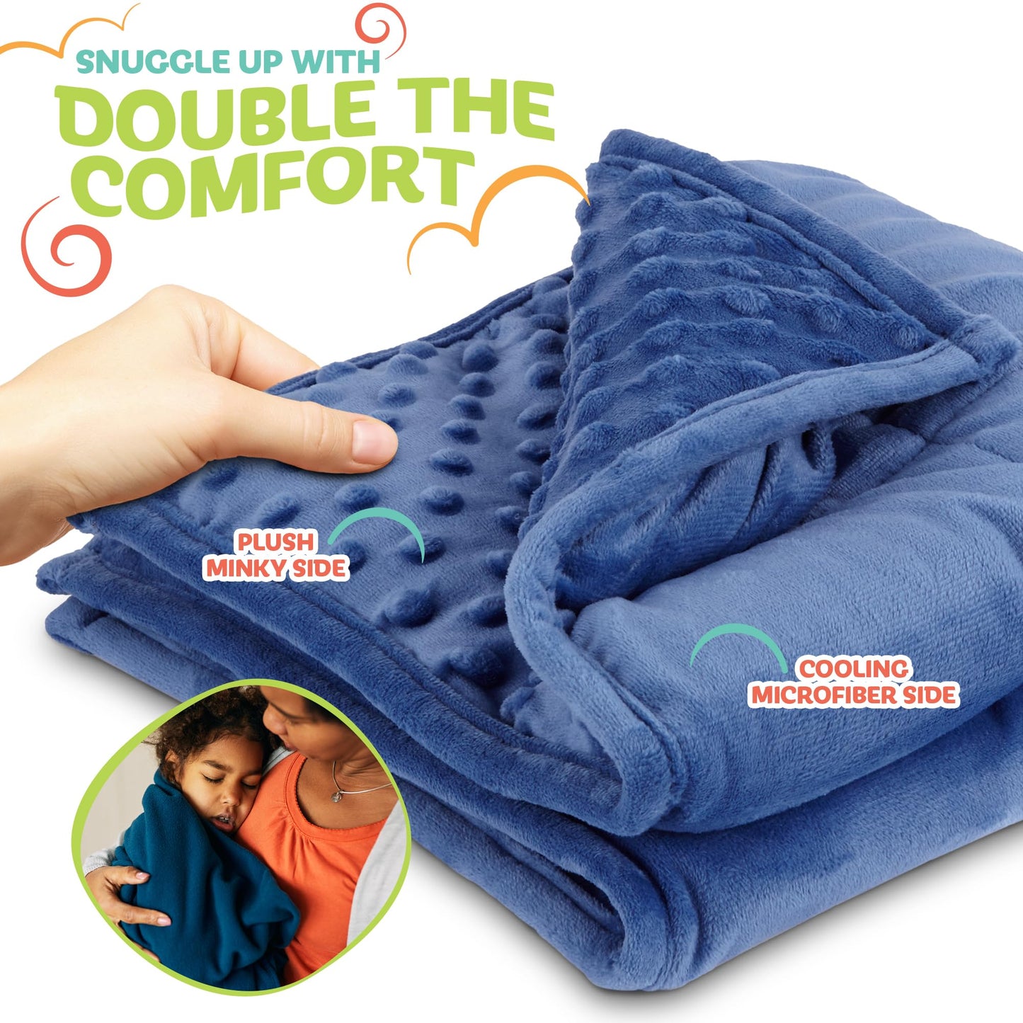 5lb Weighted Blanket for Kids (Grey), Plush Minky Weighted Lap Pad for Kids with Sensory Processing Issues Like Autism or ADHD, Giftable Kids Weighted Blanket with Travel Bag for Ages 4-10