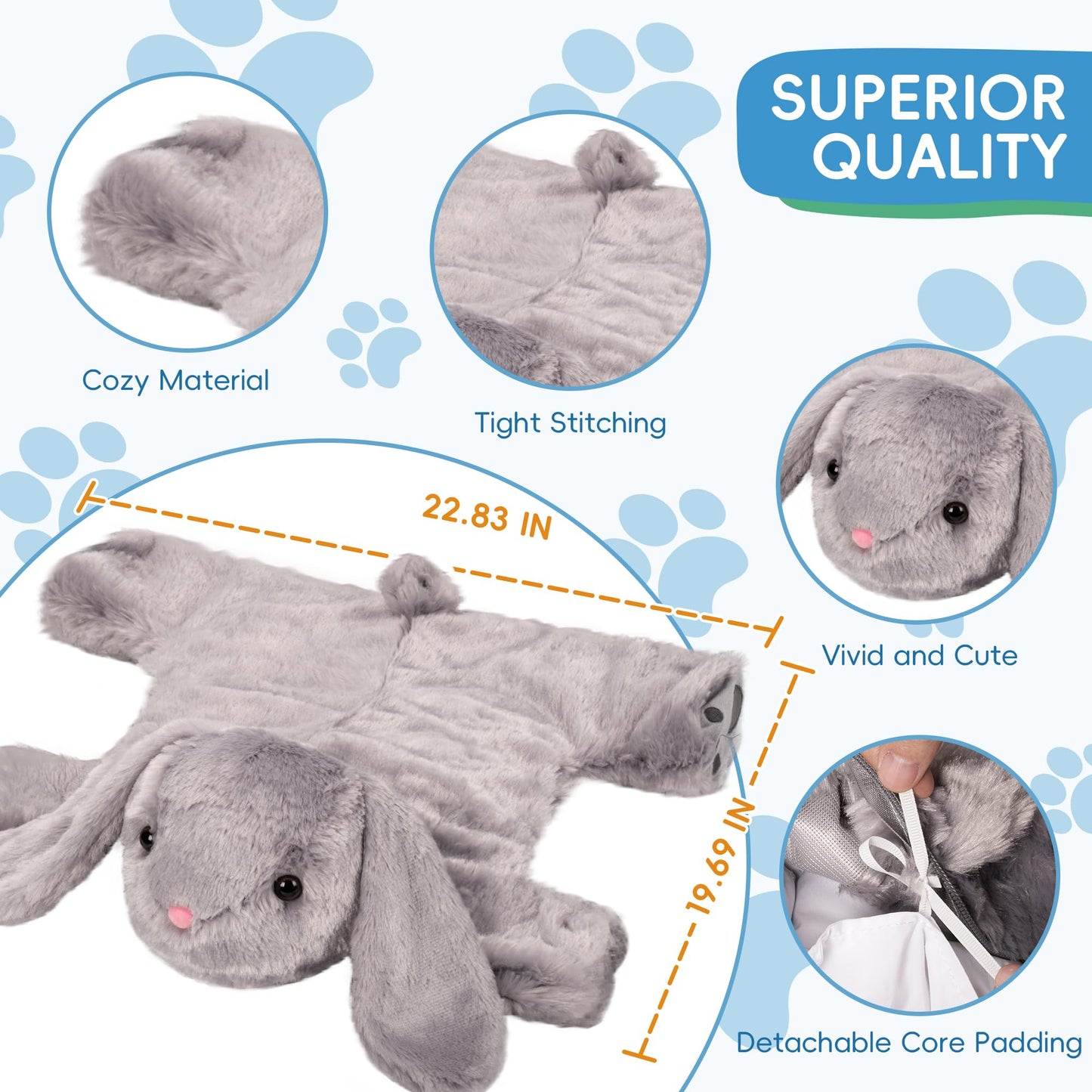 OUTREE Weighted Lap Pad for Kids 22.83 * 19.69 in,Weighted Stuffed Animals for Sensory Needs,4.5LBS Rabbit-Shaped Weighted Lap Blanket,Sensory Toys for Kids with Autism