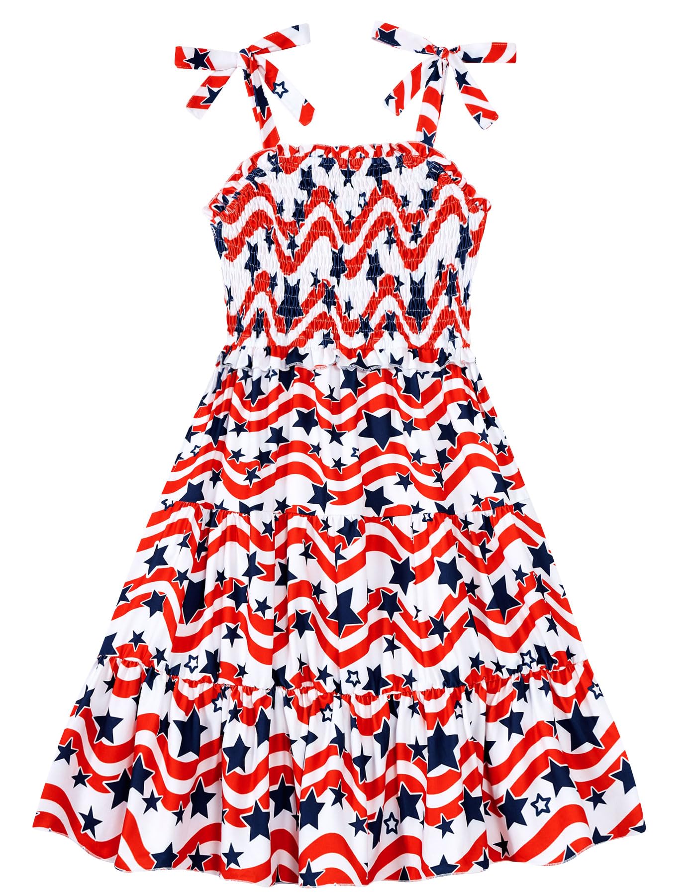 Kids4ever Girls Spaghetti Strap Dress 6-12Y Kids Sleeveless Cami Dresses Summer Beach Smocked Tiered Sundress with Pockets