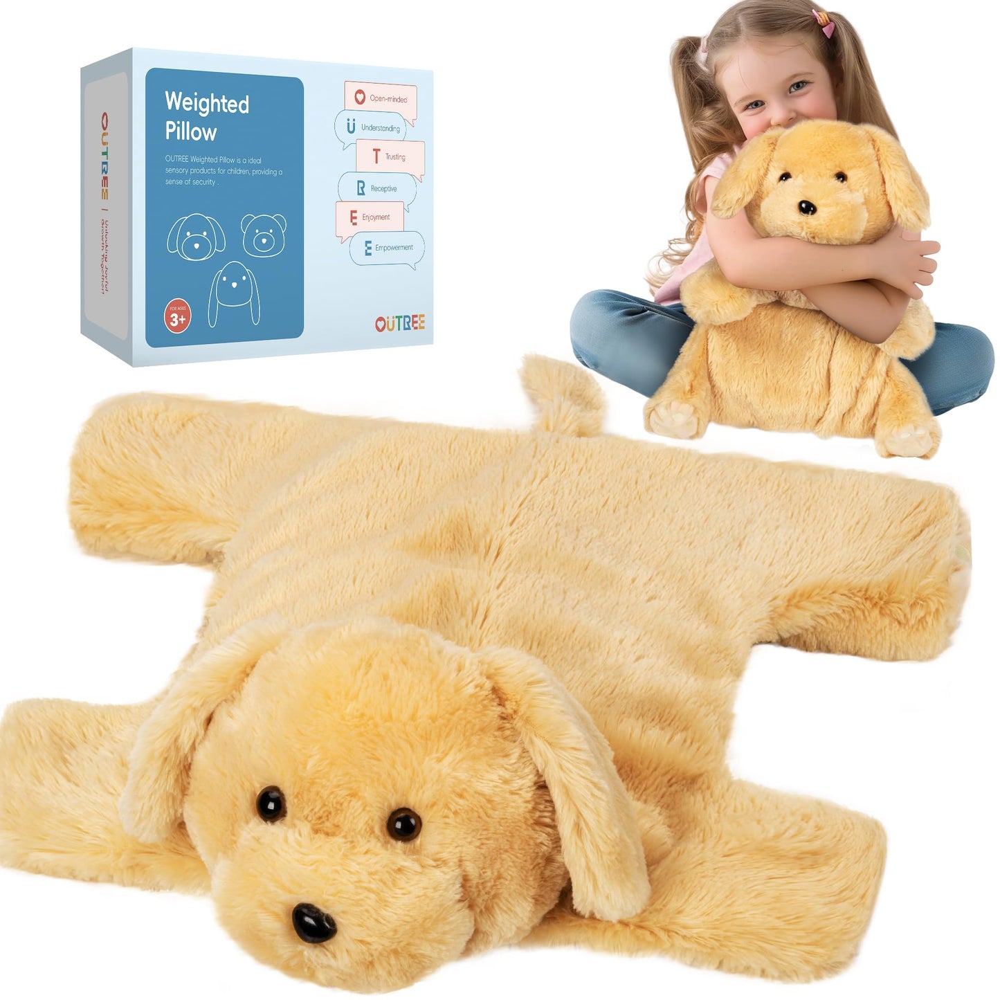 OUTREE Weighted Lap Pad for Kids 22.83 * 19.69 in,Weighted Stuffed Animals for Sensory Needs,4.5LBS Rabbit-Shaped Weighted Lap Blanket,Sensory Toys for Kids with Autism