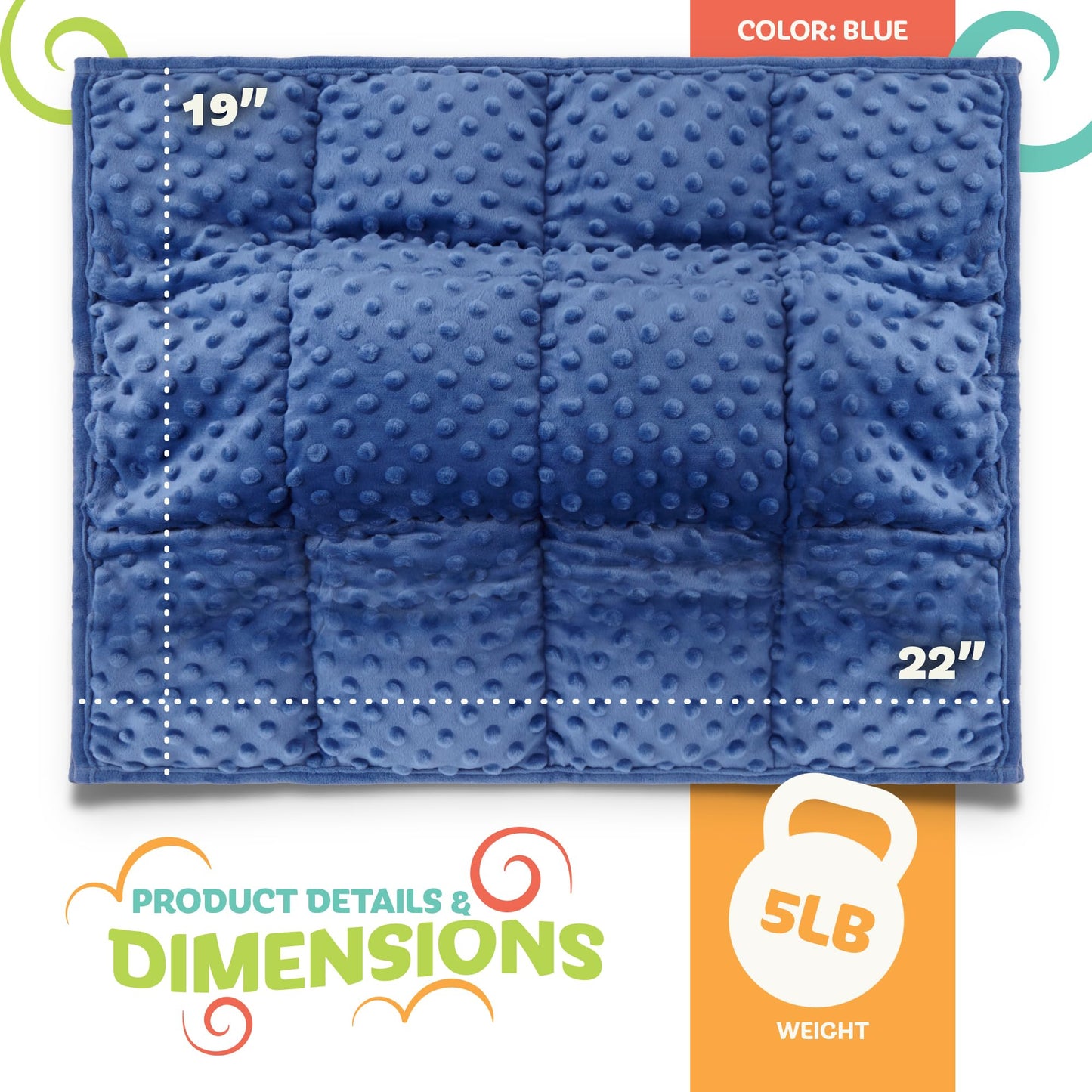 5lb Weighted Blanket for Kids (Grey), Plush Minky Weighted Lap Pad for Kids with Sensory Processing Issues Like Autism or ADHD, Giftable Kids Weighted Blanket with Travel Bag for Ages 4-10
