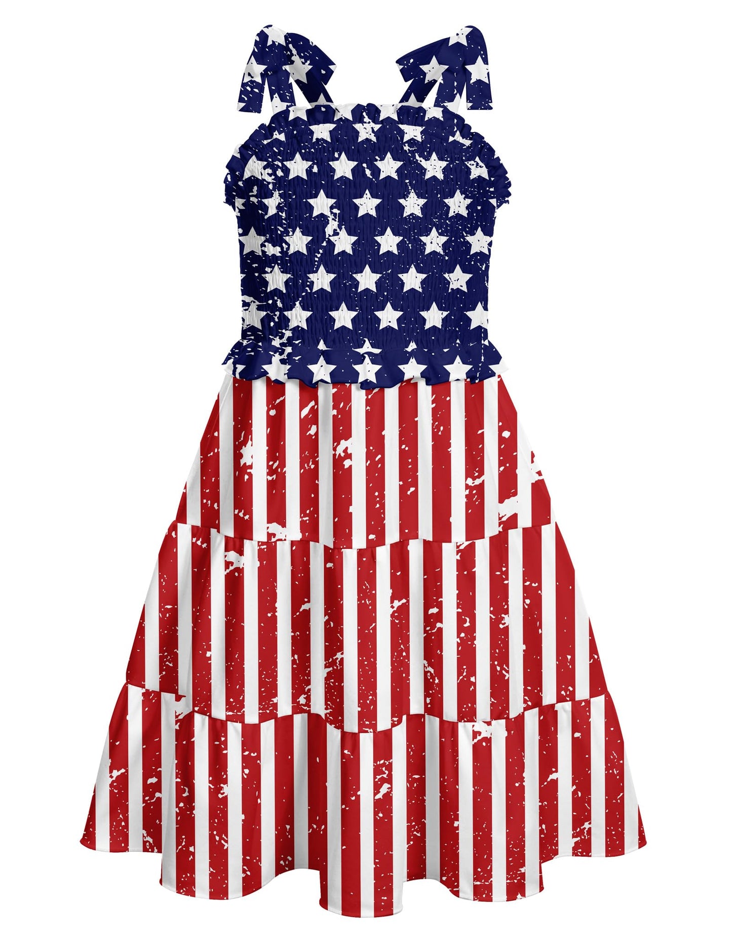 Kids4ever Girls Spaghetti Strap Dress 6-12Y Kids Sleeveless Cami Dresses Summer Beach Smocked Tiered Sundress with Pockets