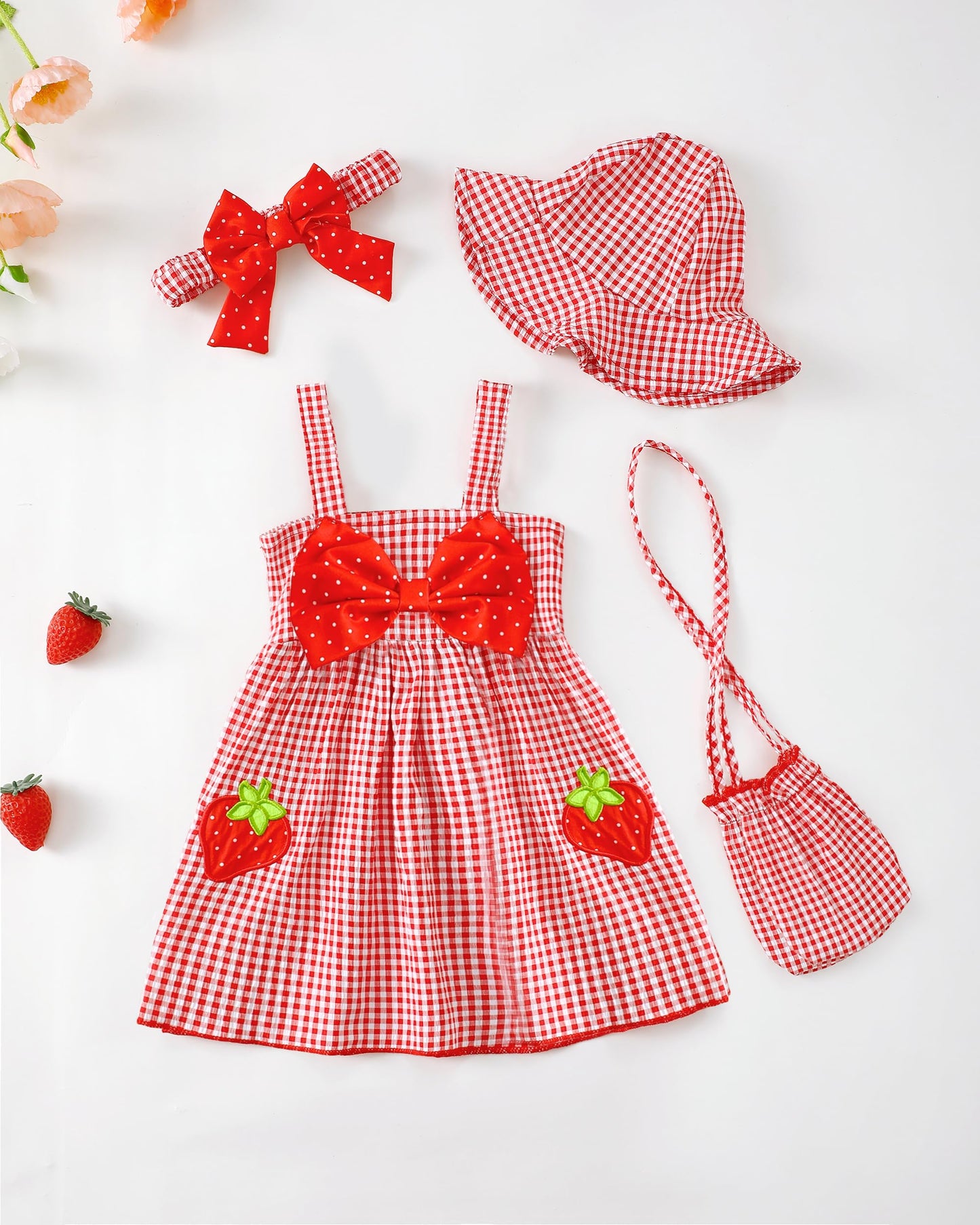 Toddler Girl Summer Dress Infant Baby Girl Casual Clothes Sleeveless Bowknot Beach Sundress with Hat