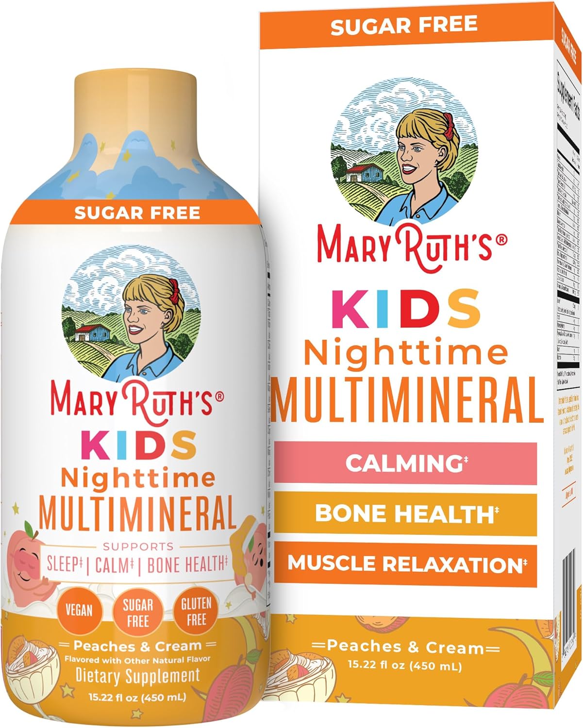 Kids Liquid Nighttime Multimineral by MaryRuth's | Kids Vitamins | Bone Health | Calm Calcium Magnesium Supplement | Muscle Relaxation | Vegan | Sugar Free | 30-180 Servings | 15.22 fl oz