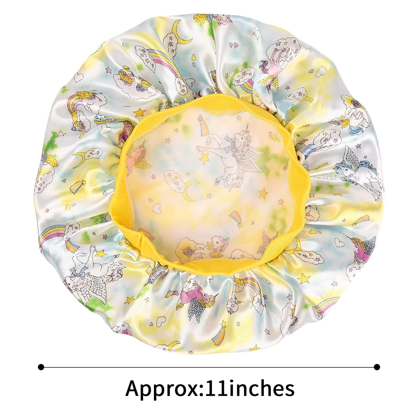 3 Pieces Kids Satin Bonnet Dinosaur Wide Elastic Band Sleeping Cap Soft Silk Double Layer Night Hair Hats for Teens Toddler Child Baby