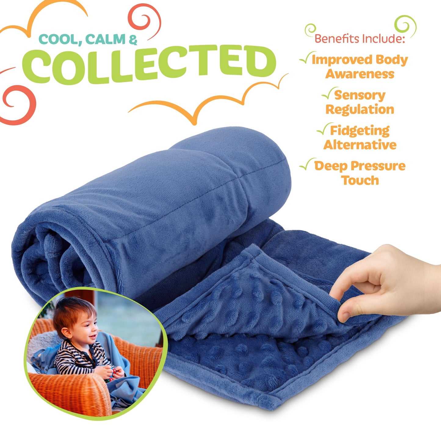 5lb Weighted Blanket for Kids (Grey), Plush Minky Weighted Lap Pad for Kids with Sensory Processing Issues Like Autism or ADHD, Giftable Kids Weighted Blanket with Travel Bag for Ages 4-10