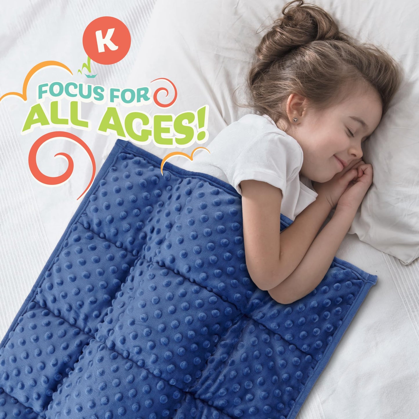 5lb Weighted Blanket for Kids (Grey), Plush Minky Weighted Lap Pad for Kids with Sensory Processing Issues Like Autism or ADHD, Giftable Kids Weighted Blanket with Travel Bag for Ages 4-10