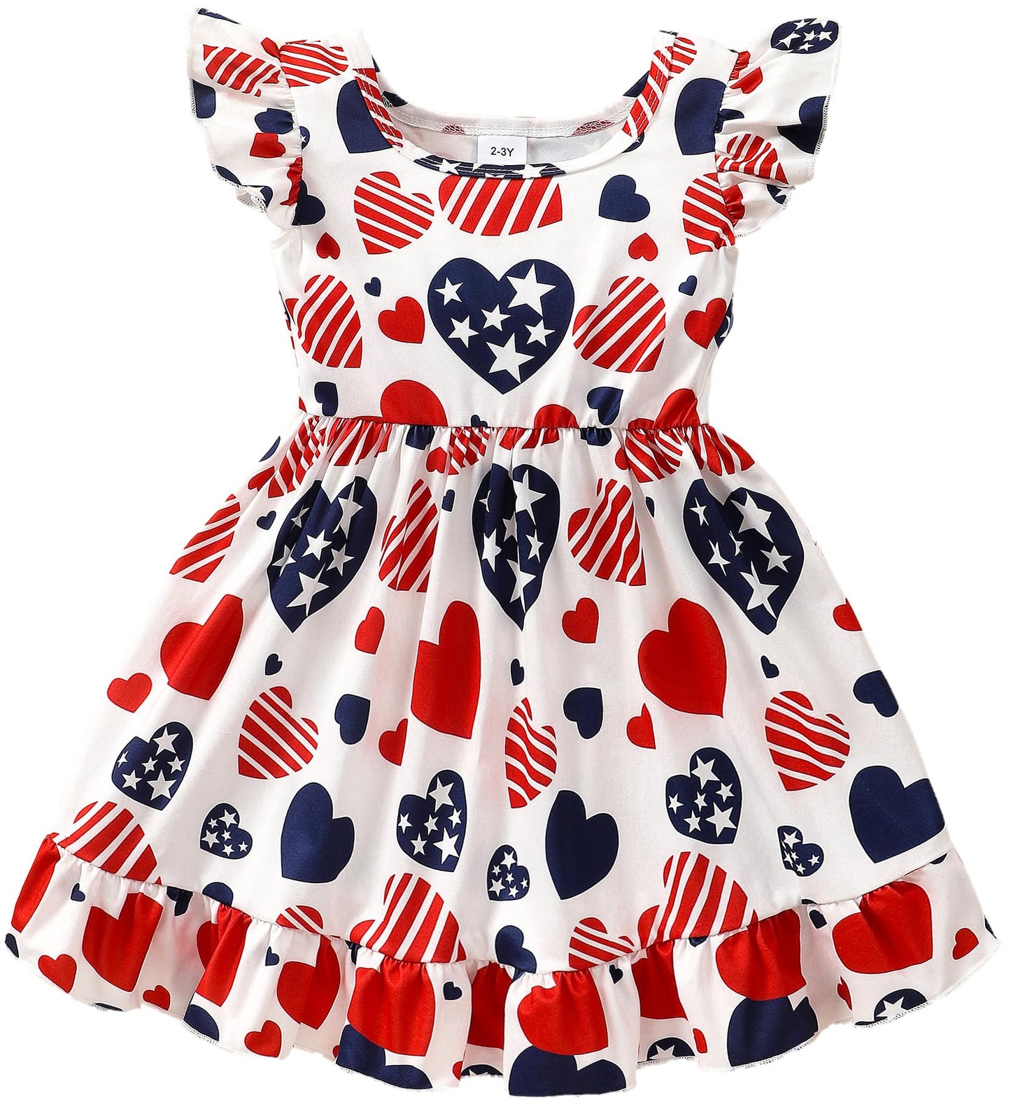 RETSUGO Little Girls Dresses Flutter Sleeve Casual Birthday Party Dress Toddler Kids Swing Twirly Summer Sundress 1-8 Years