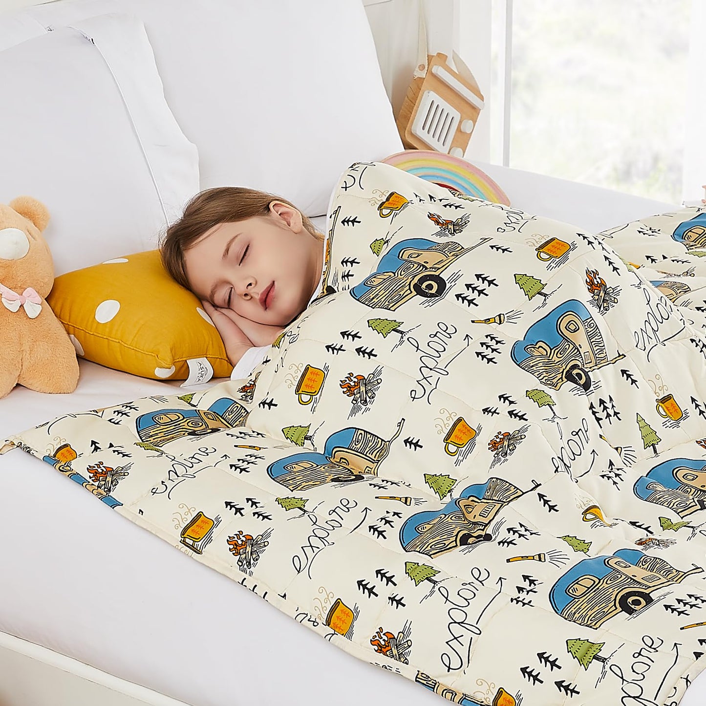 HOSUKKO Weighted Blanket - 5 lbs Blue Dinosaur Heavy Blanket - Breathable Blanket(36 * 48 inches, 5 lbs)