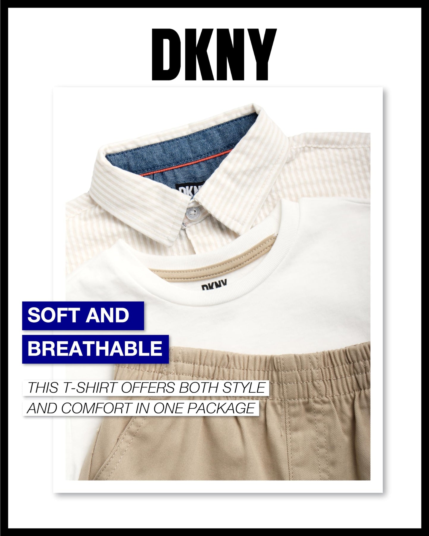 DKNY Boys' Short Set - 3 Piece Short Sleeve Button Down Shirt, Crew Neck T-Shirt, and Twill Shorts for Boys (Sizes: 2T-7)