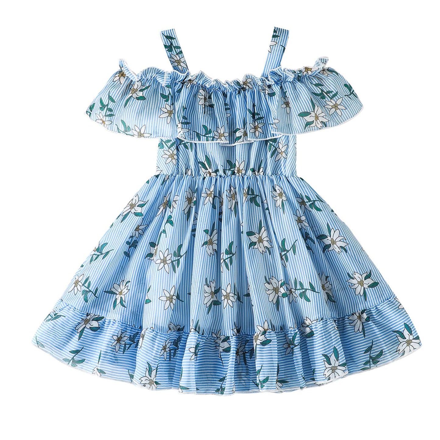Toddler Baby Girls Summer Dress Chiffon Princess Tutu Dress Floral Beachwear Suspender Sundress Skirt Little Girl Clothes