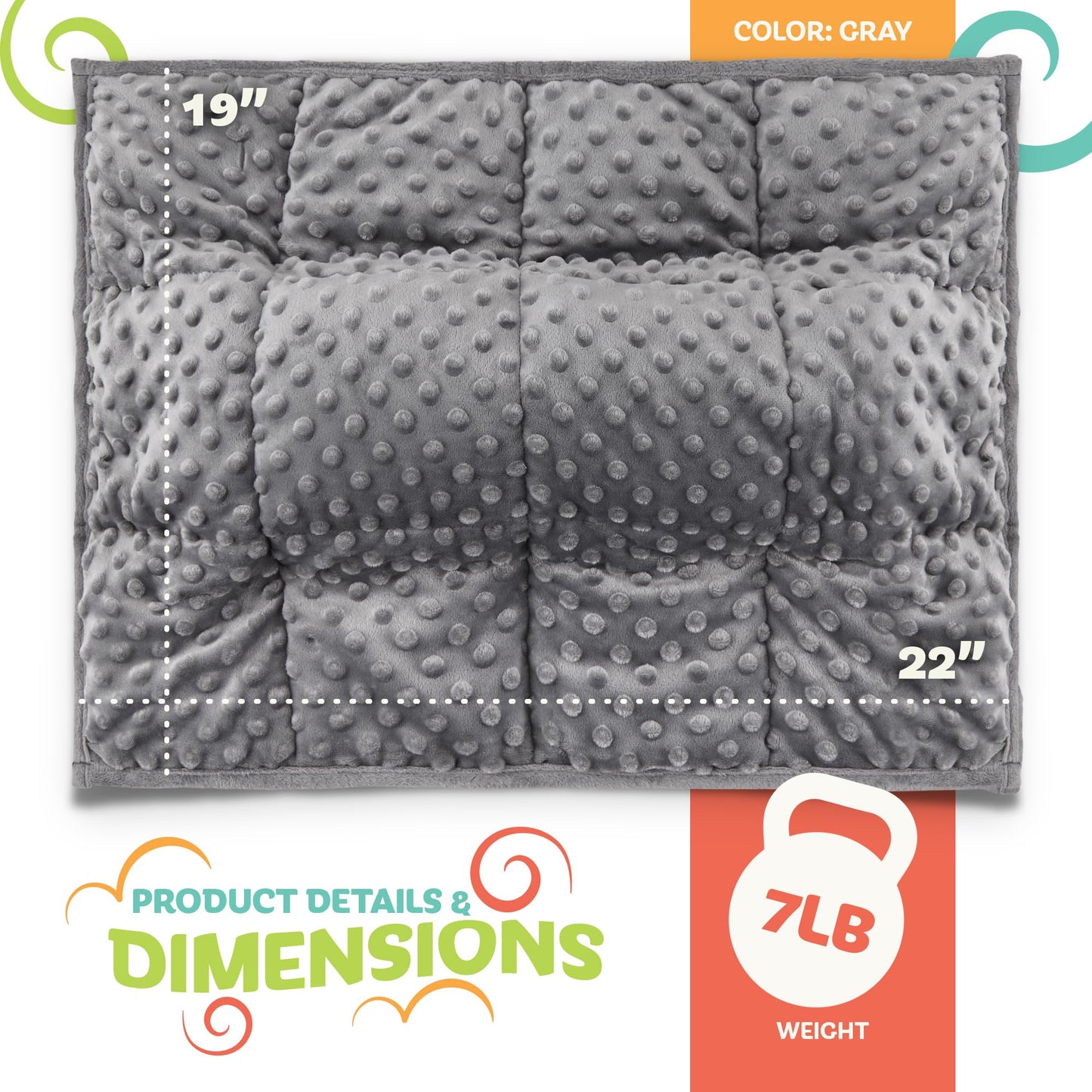 5lb Weighted Blanket for Kids (Grey), Plush Minky Weighted Lap Pad for Kids with Sensory Processing Issues Like Autism or ADHD, Giftable Kids Weighted Blanket with Travel Bag for Ages 4-10