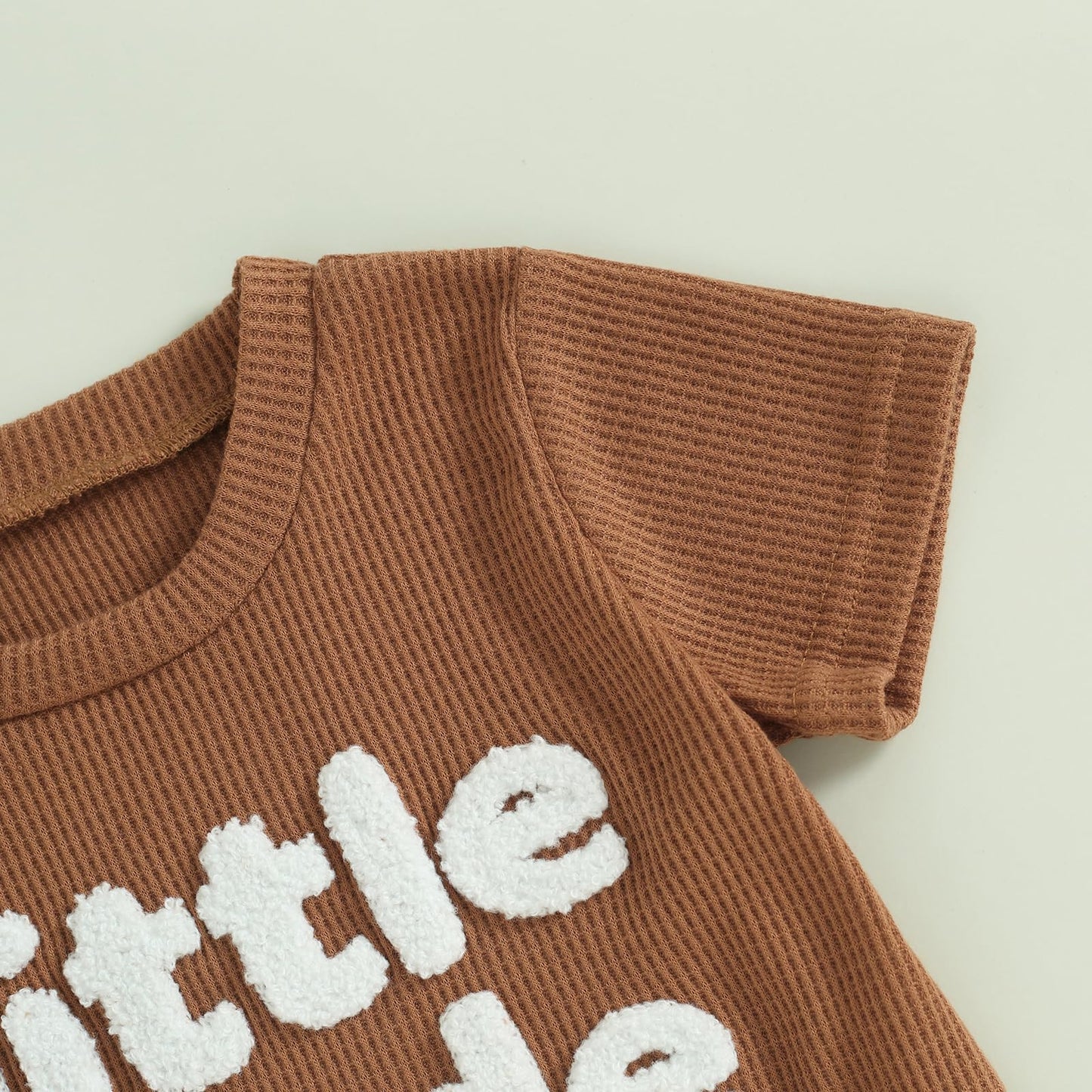 Kupretty Toddler Baby Boy Summer Clothes Embroiderey Waffle Knit Short Sleeve T-Shirt Tees + Casual Shorts Cute Clothing Set