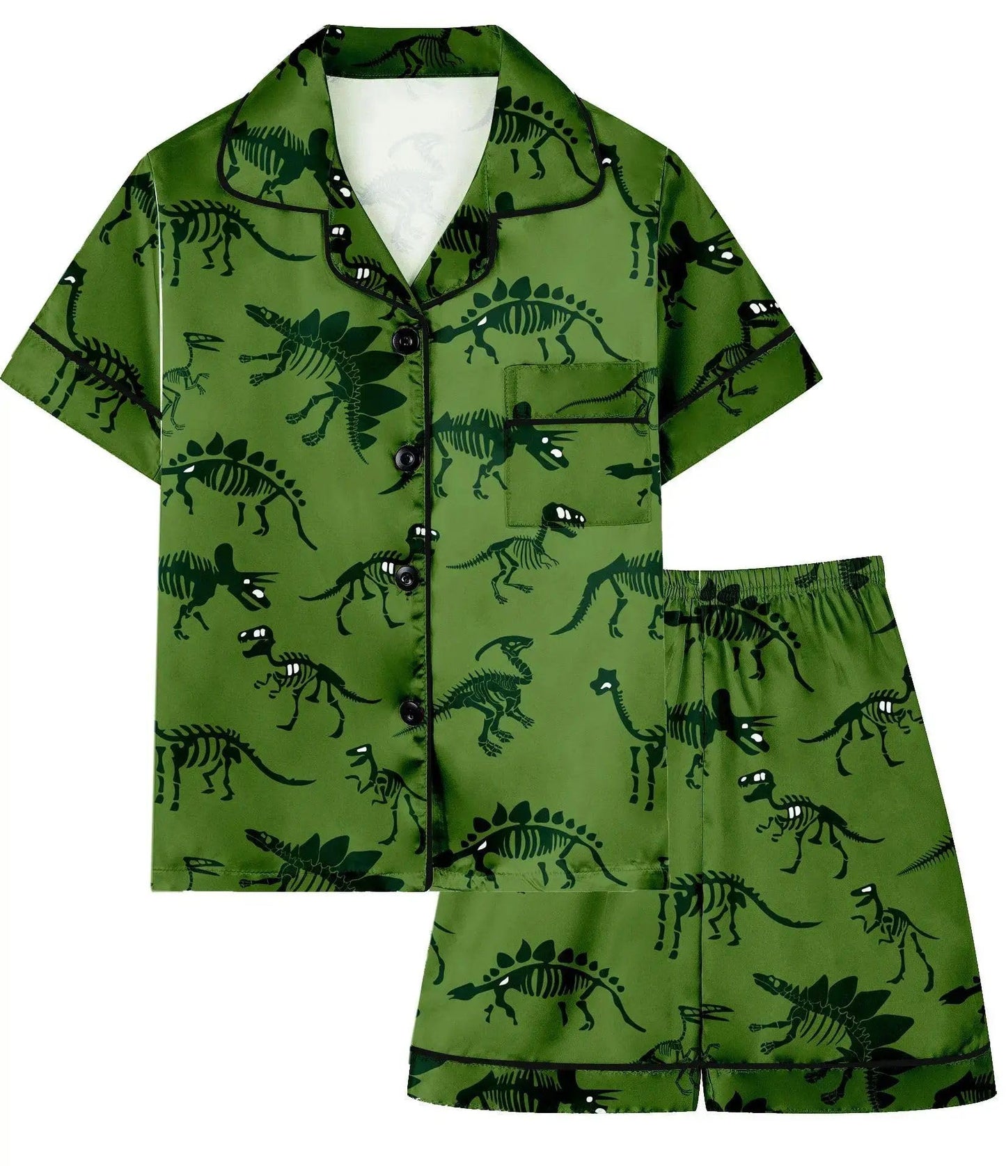 Boys & Mens Silk Pajamas Button Down Sleepwear Satin Nightwear 2 Pcs Pj Set