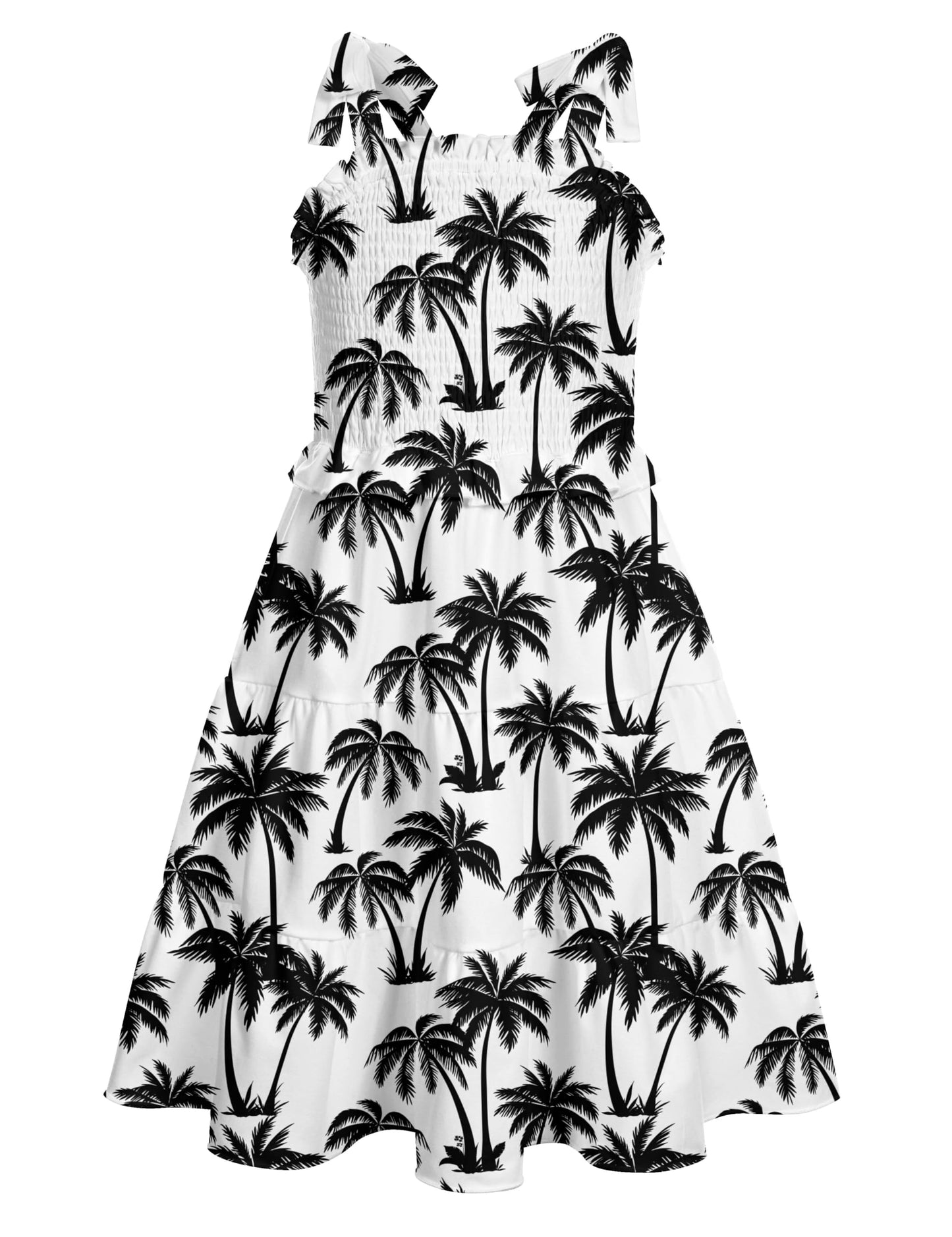 Kids4ever Girls Spaghetti Strap Dress 6-12Y Kids Sleeveless Cami Dresses Summer Beach Smocked Tiered Sundress with Pockets