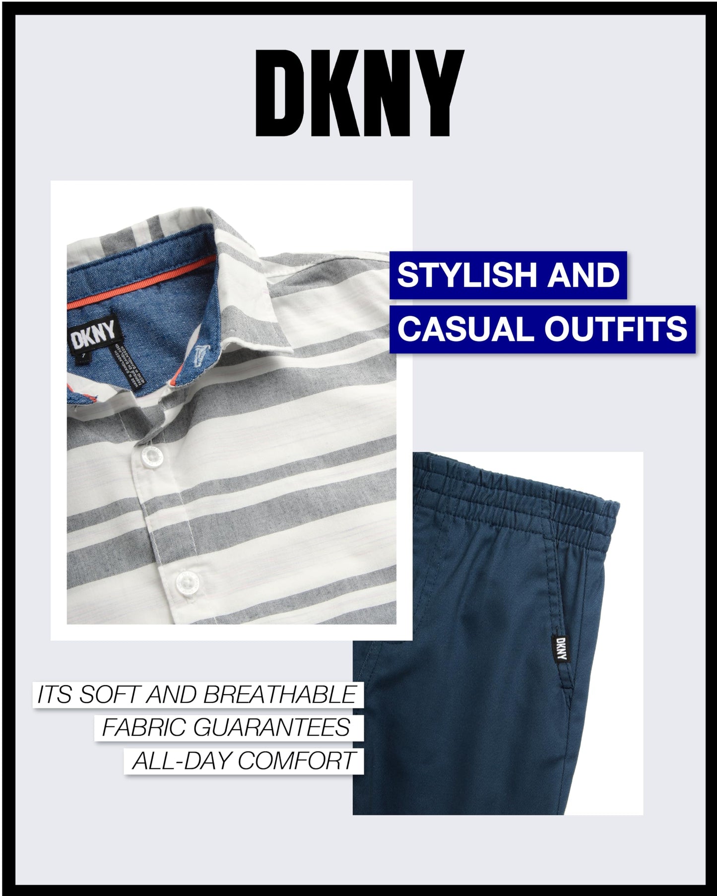 DKNY Boys' Short Set - 3 Piece Short Sleeve Button Down Shirt, Crew Neck T-Shirt, and Twill Shorts for Boys (Sizes: 2T-7)
